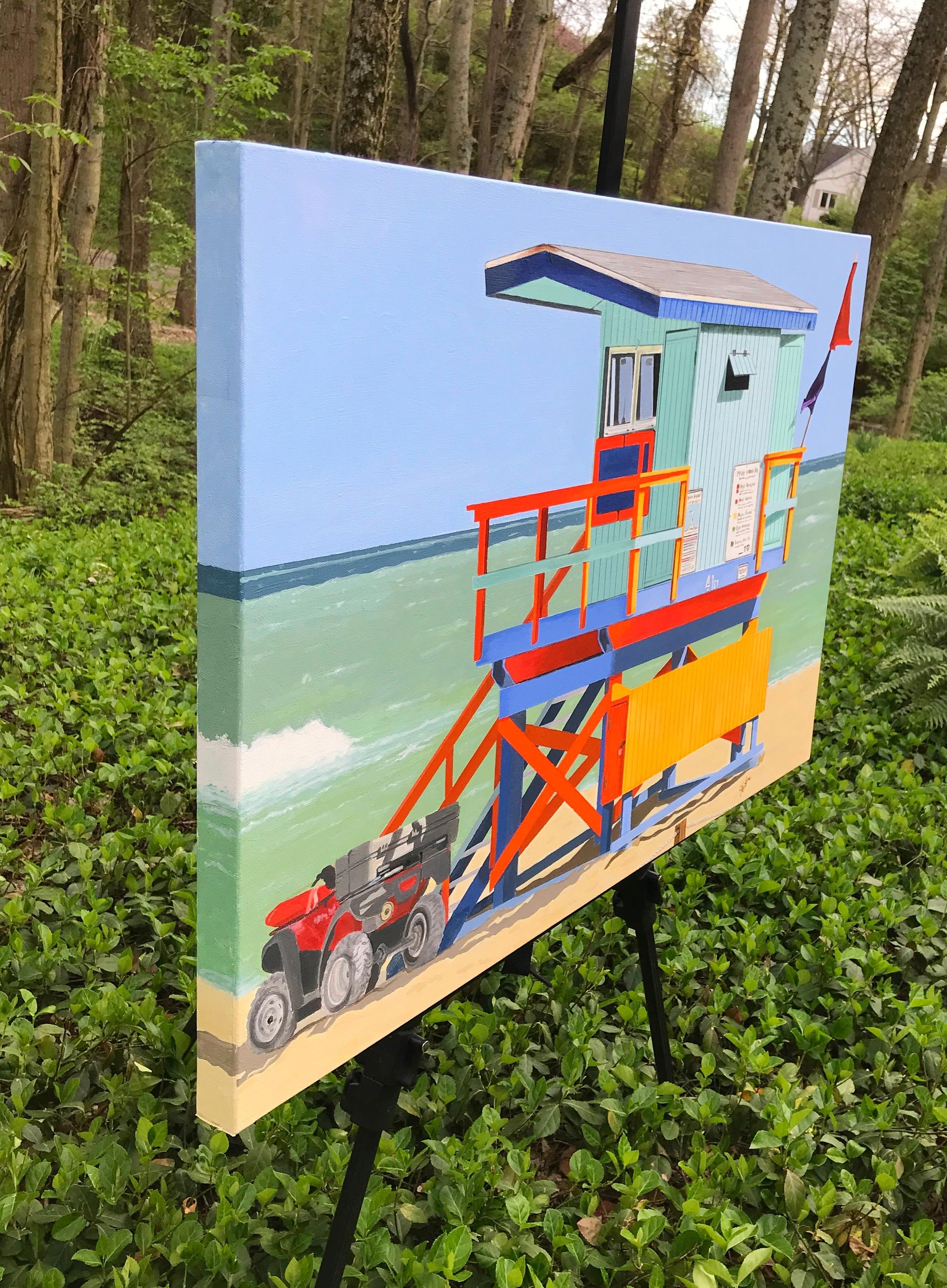 <p>Artist Comments<br>Artist John Jaster presents a lifeguard tower in Miami Beach with an impressionist approach. The bright colors and unique design reflect the bustling and eclectic vibe of South Beach. The building, depicted in vivid red, blue,