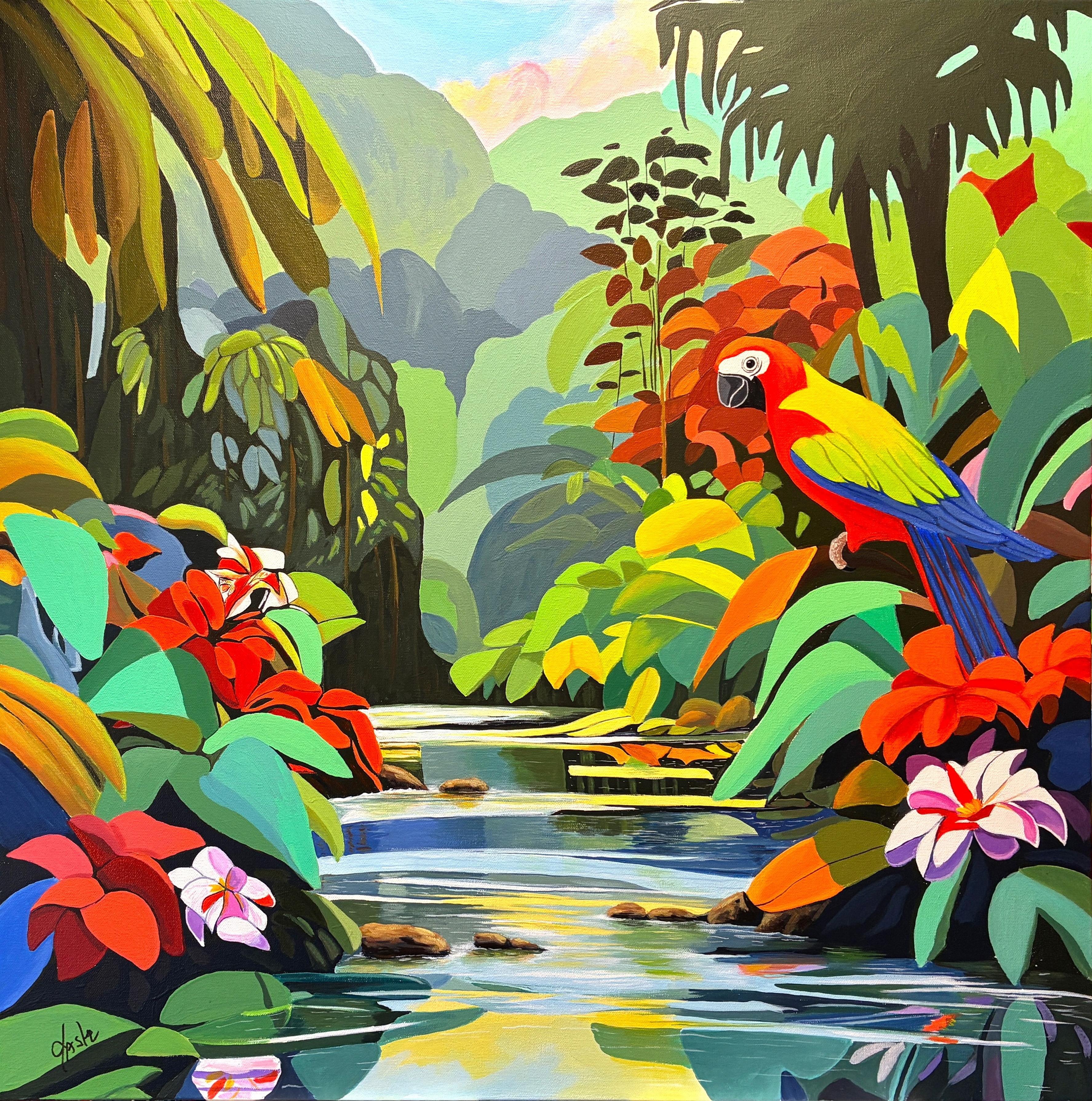 John Jaster Animal Painting - Rainforest Rhapsody, Original Painting