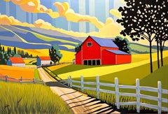 Red Barn Blue Sky, Original Painting