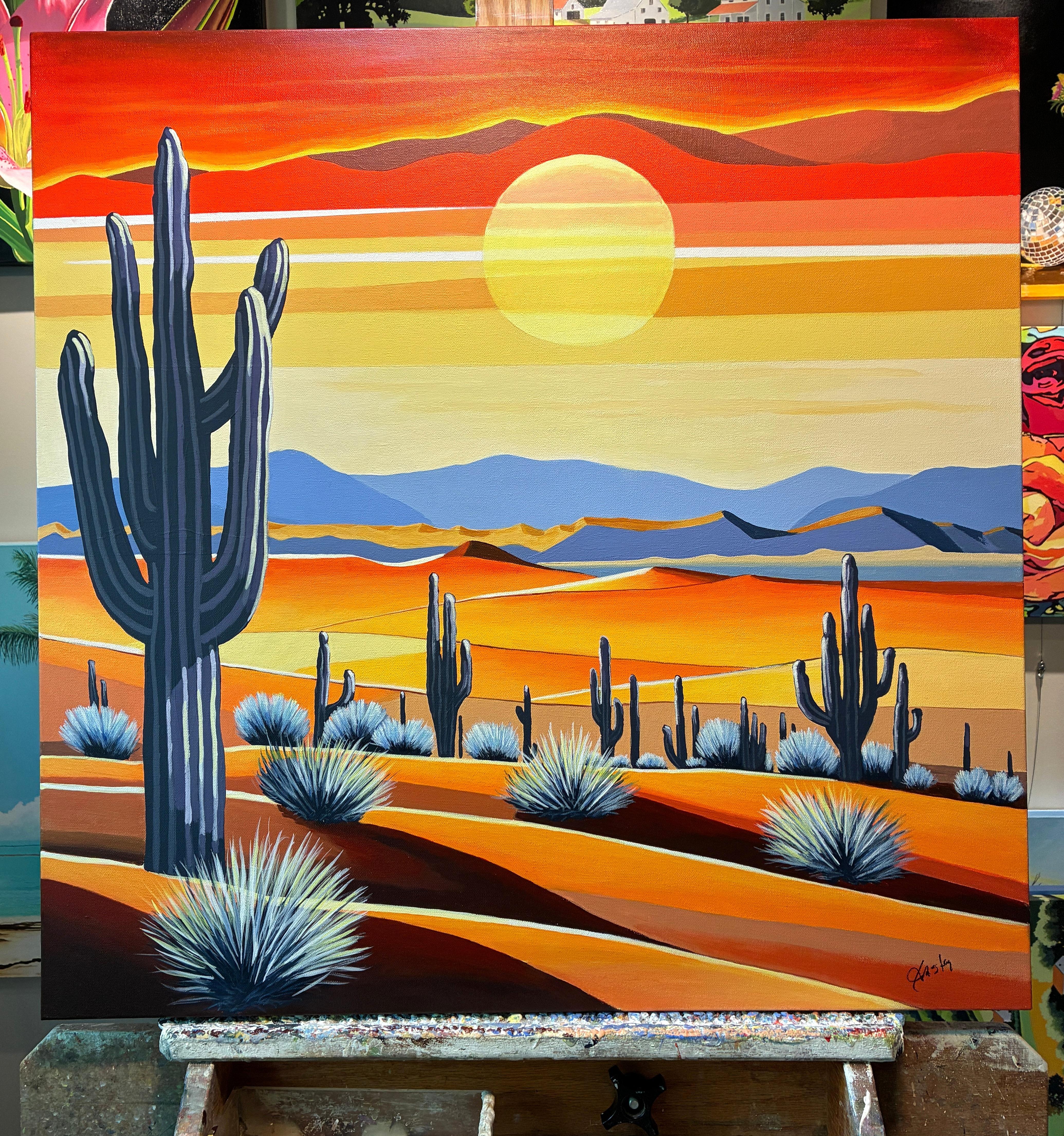 Sonne über der Sonoran-Wüste, Originalgemälde (Pop-Art), Painting, von John Jaster