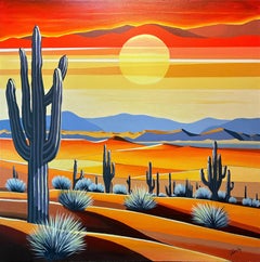 Sole sul deserto di Sonoran, dipinto originale