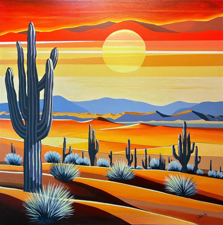 dipinto del tramonto nel deserto