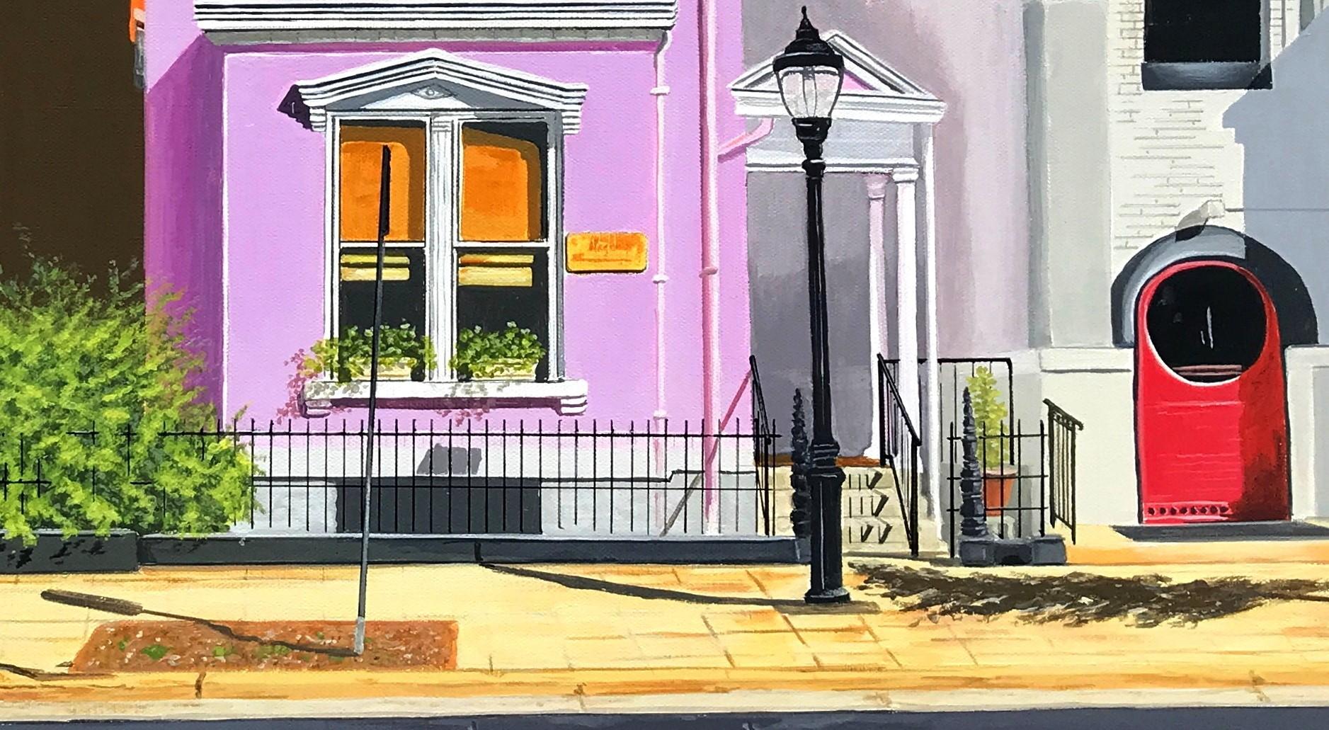 <p>Kommentare des Künstlers<br>Farbenfrohe Gebäude säumen die Main Street in Covington, Kentucky. Eine fängt die Mittagssonne ein und färbt die Ziegelsteine in einen warmen Farbton. Ein anderes erstrahlt in einem leuchtenden Violett mit eleganten