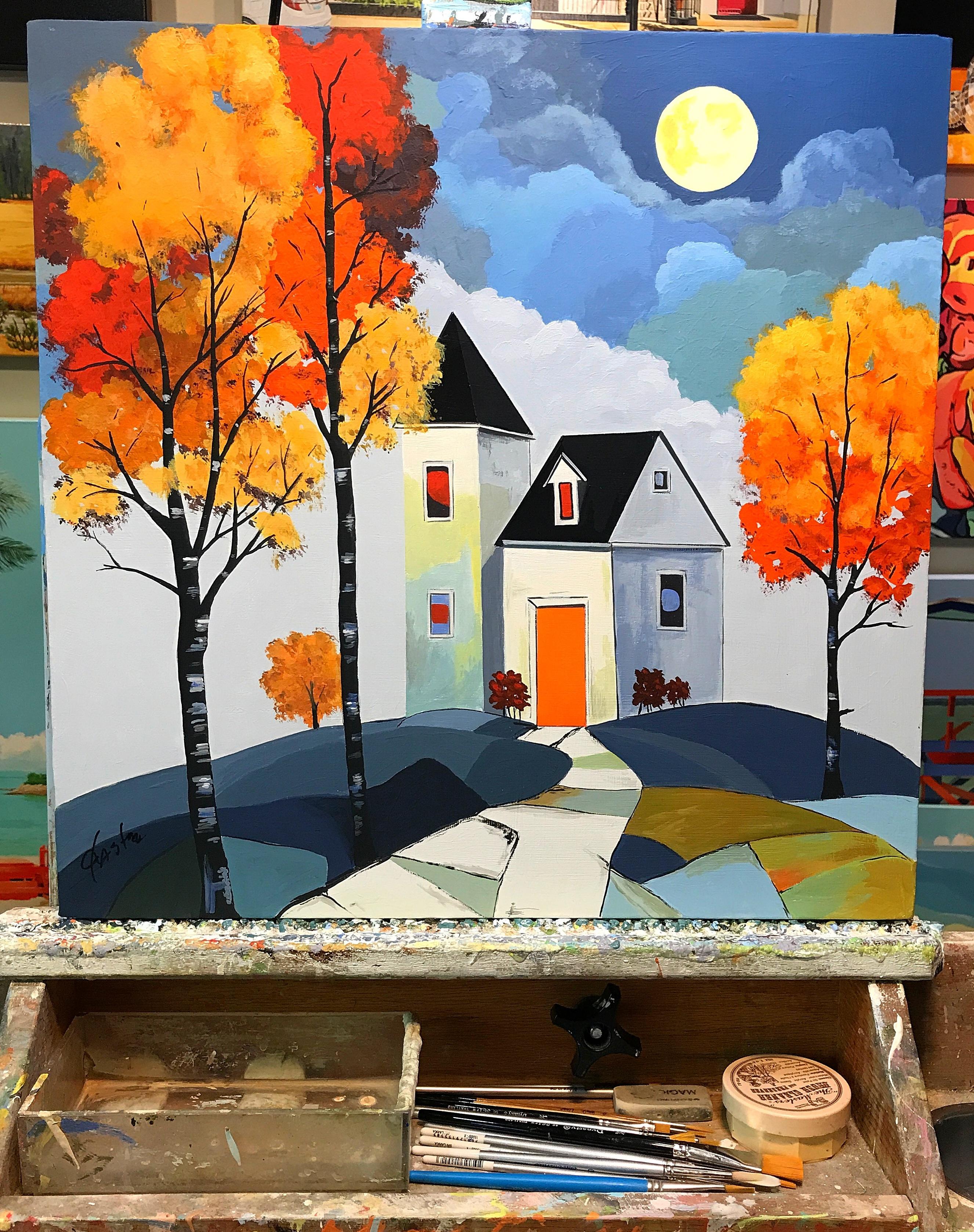 Sotto la luna del raccolto, dipinto originale - Painting Pop Art di John Jaster