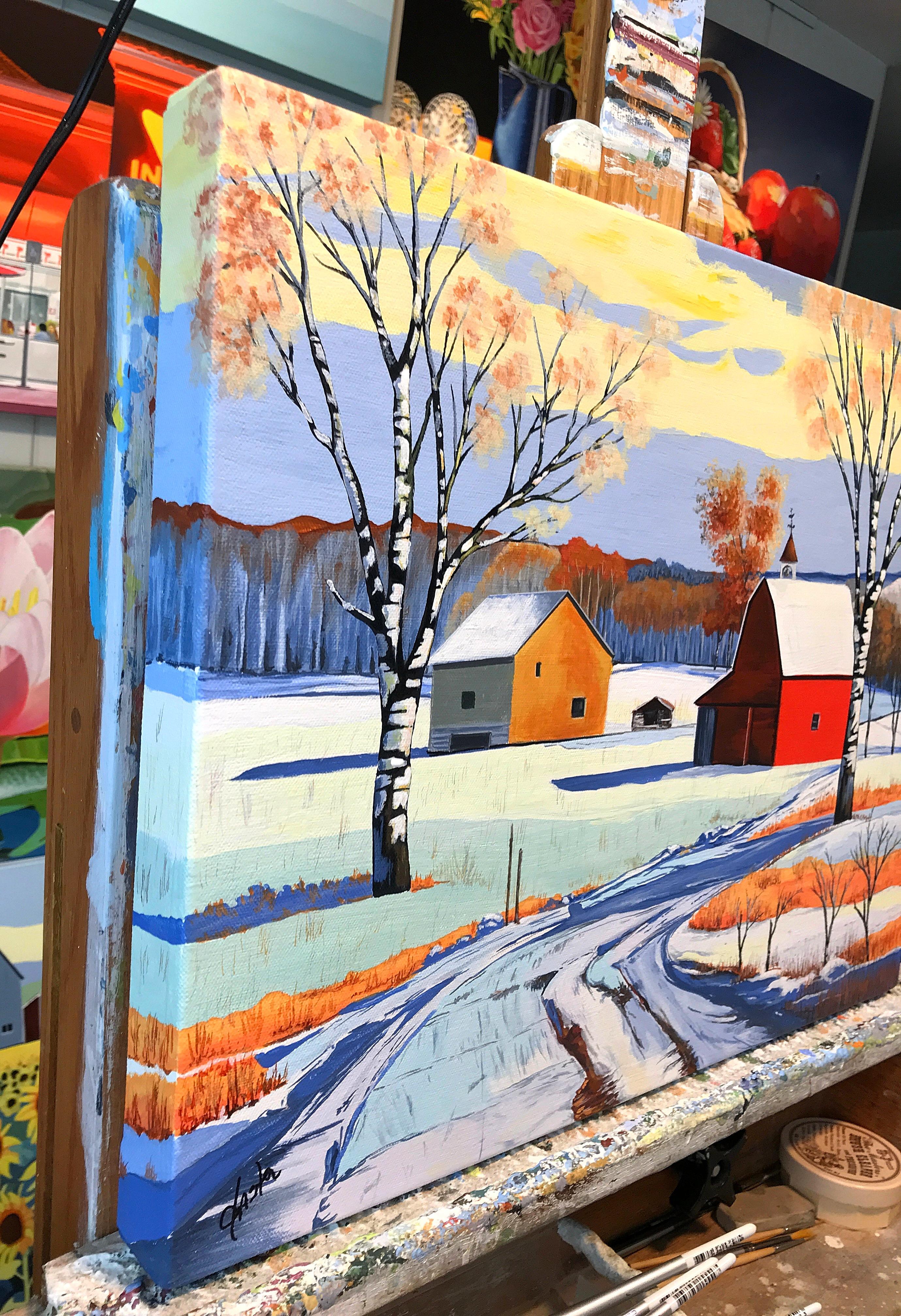 Under a Pale Winter Sun, Original Painting - Gray Interior Painting by John Jaster