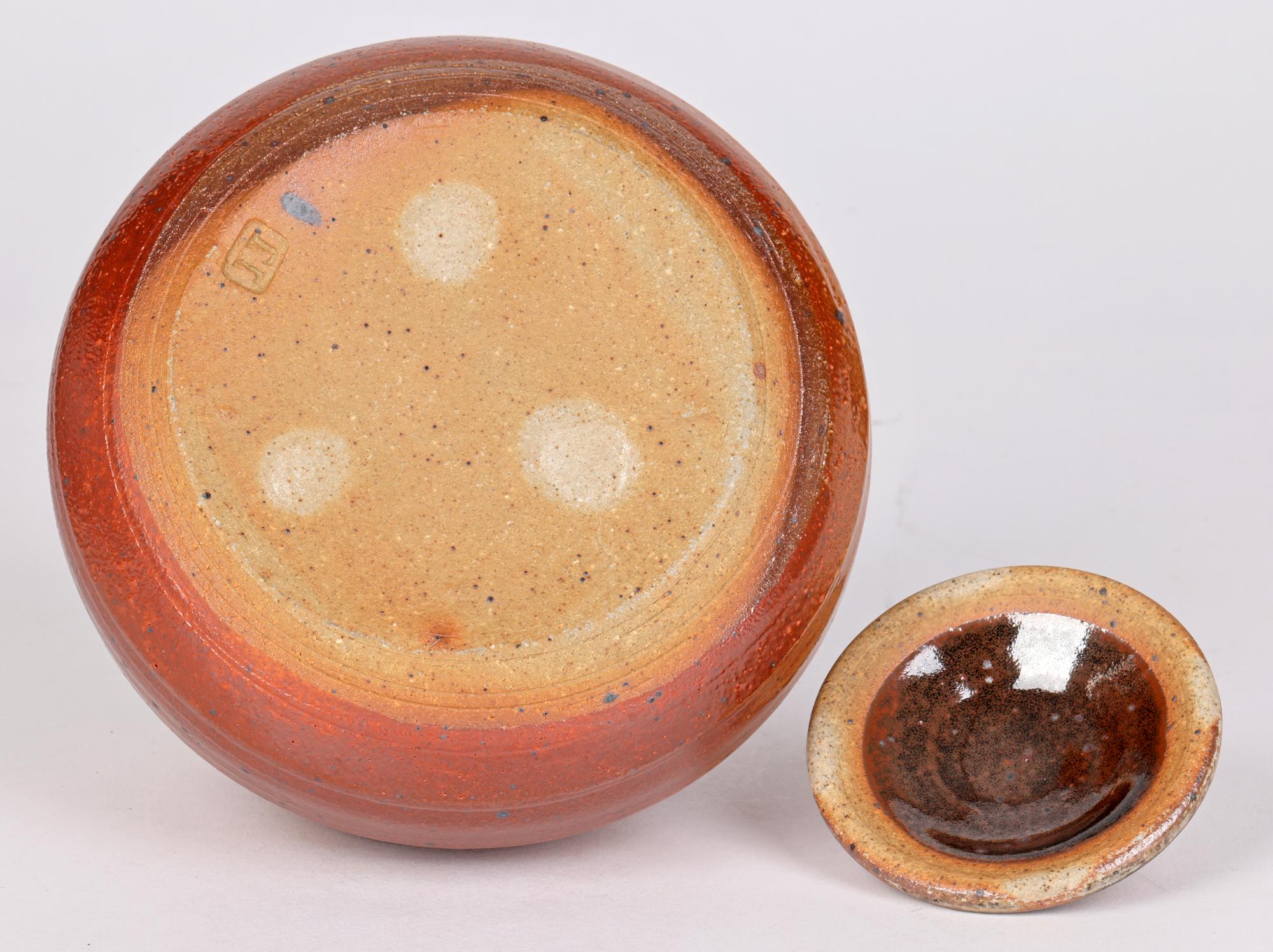 John Jelfs Cotswold Studio Pottery Salt Glazed Lidded Vessel For Sale 2