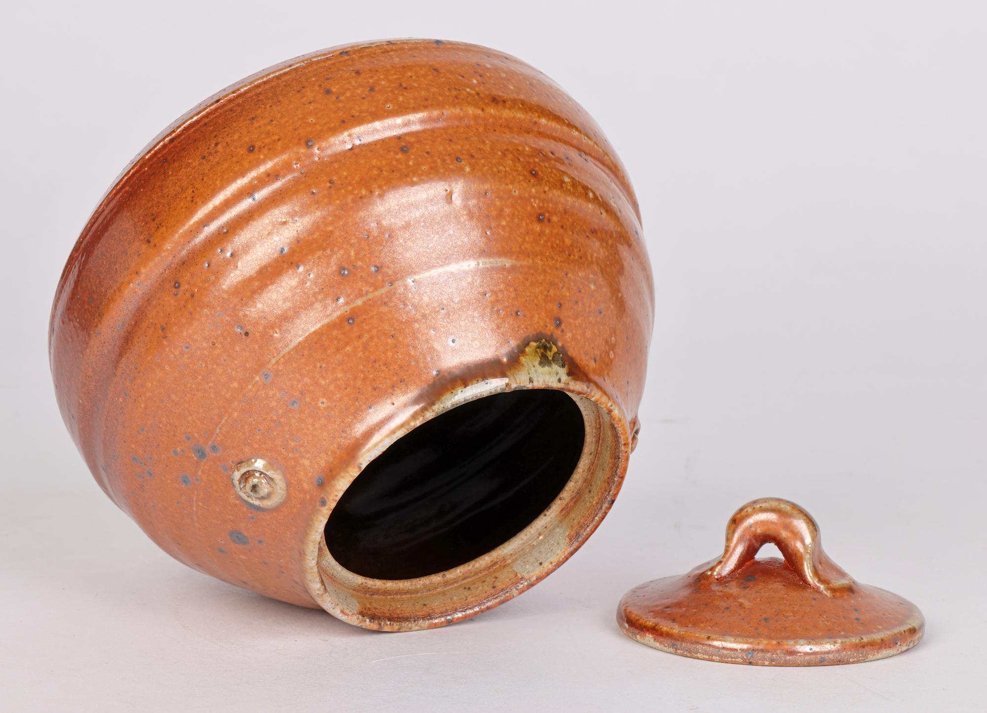 Mid-Century Modern John Jelfs Cotswold Studio Pottery Salt Glazed Lidded Vessel For Sale