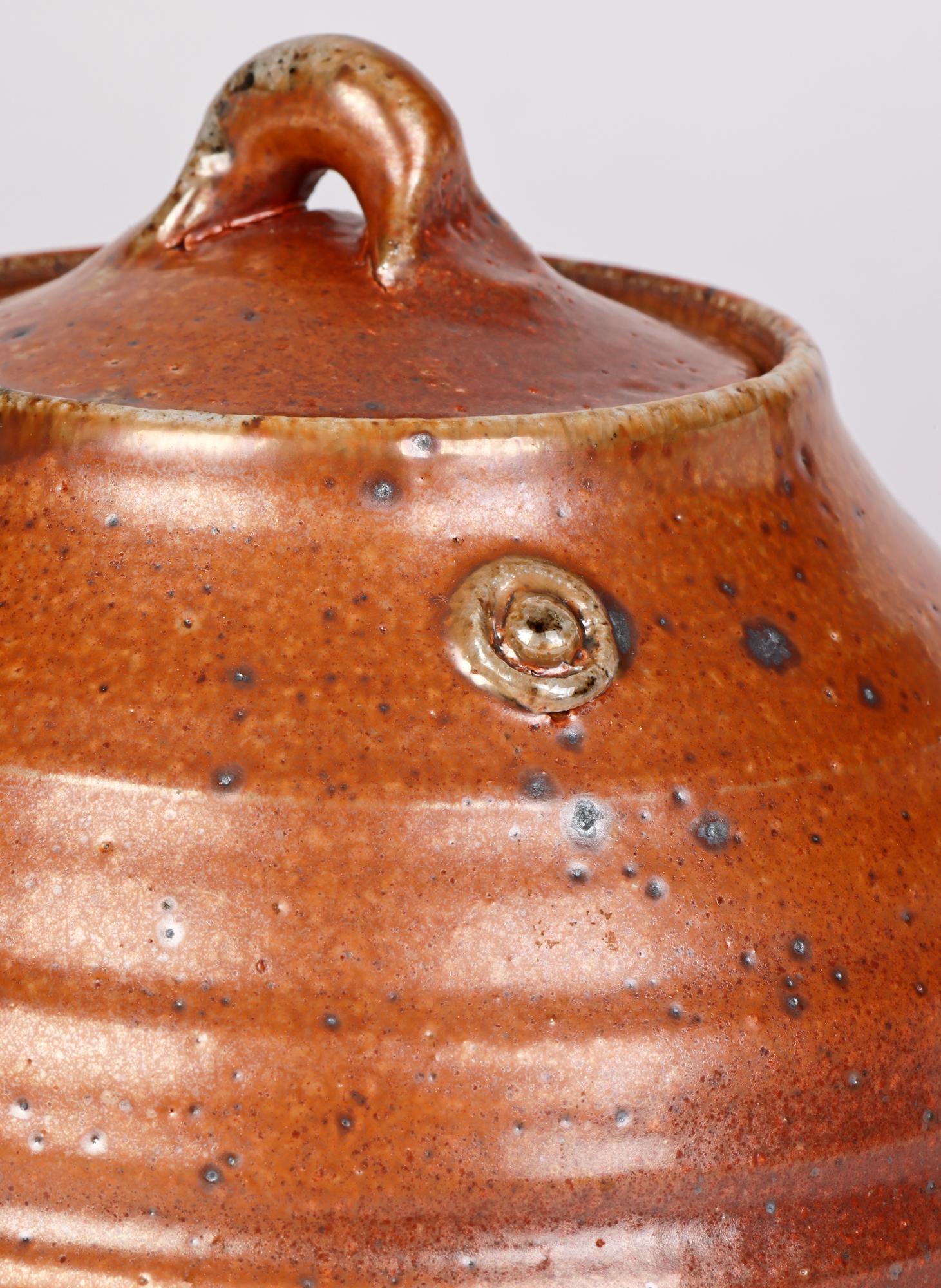 English John Jelfs Cotswold Studio Pottery Salt Glazed Lidded Vessel For Sale