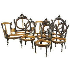 Antique John Jelliff, Ebonized Parlor Set, Victorian, Revival Parlor Set, 1800s