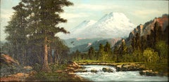 Mt Shasta and Sacramento River Oil Painting 1900