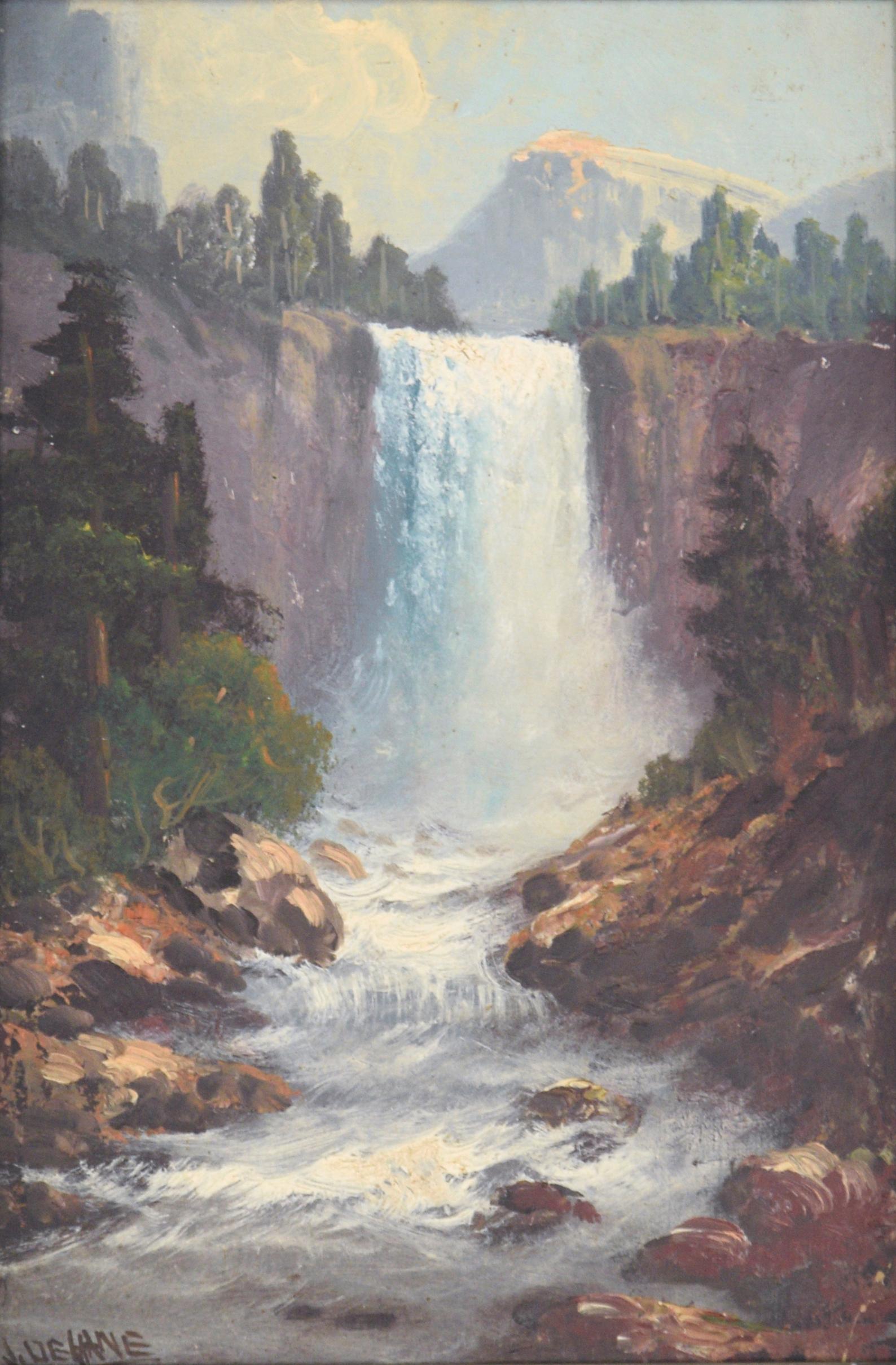 Vernal Falls - Yosemite Waterfall Landscape by John Englehart - Painting by John Joseph Englehart
