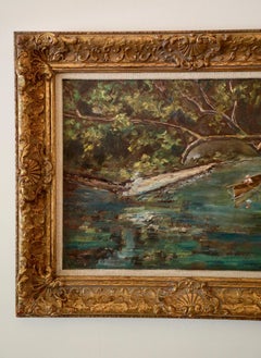 John Joseph Enneking, Oil on Board,  River Scene