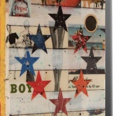 America's First, Pop Art Collage & Painting on Vintage Soda Crate