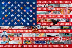 LIFE in America / Red and Blue Collage American flag, Mixed Media