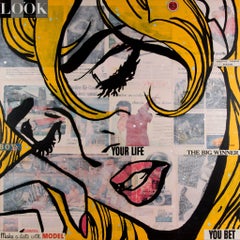 The Big Winner, Pop Art Collage & Oil Painting w/ Resin