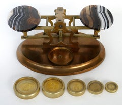 John Joseph Mechi Brass and Agate Scales and Weights, London