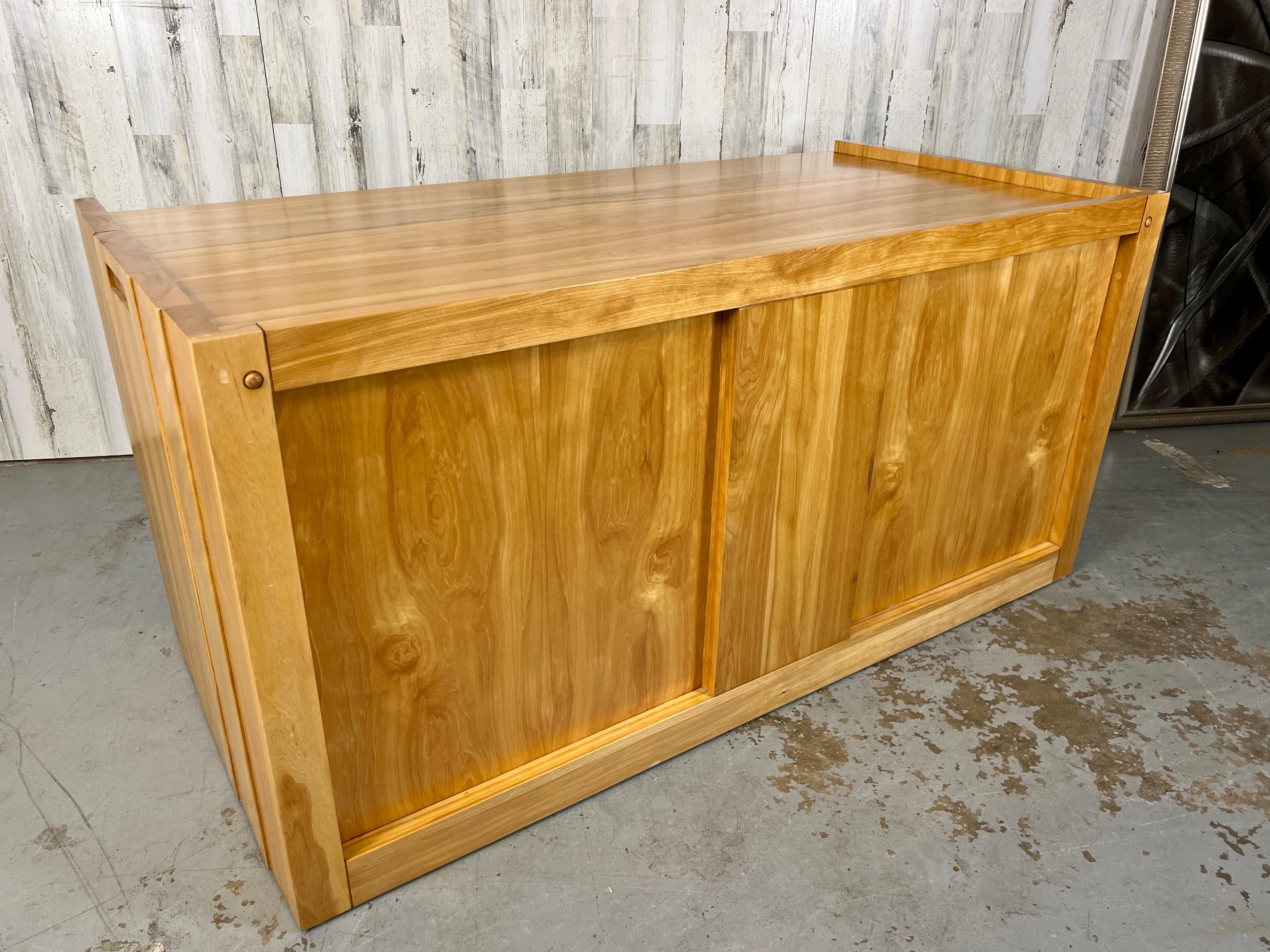 Studio Crafted by John Kapel Cherry Wood Desk  In Good Condition For Sale In Denton, TX