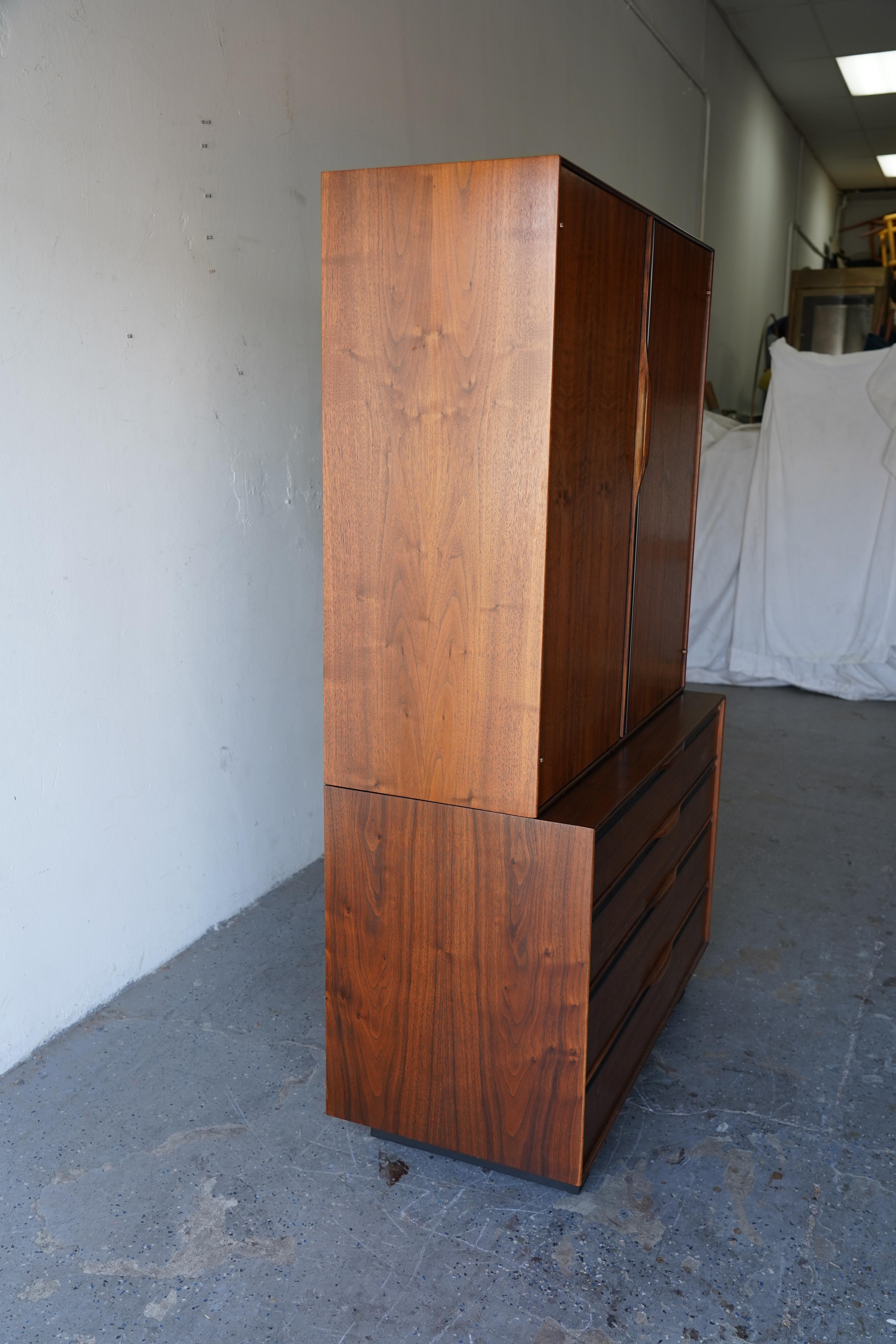 John Kapel Mid Century Armoire, Tall Dresser Wardrobe Glenn of California For Sale 6