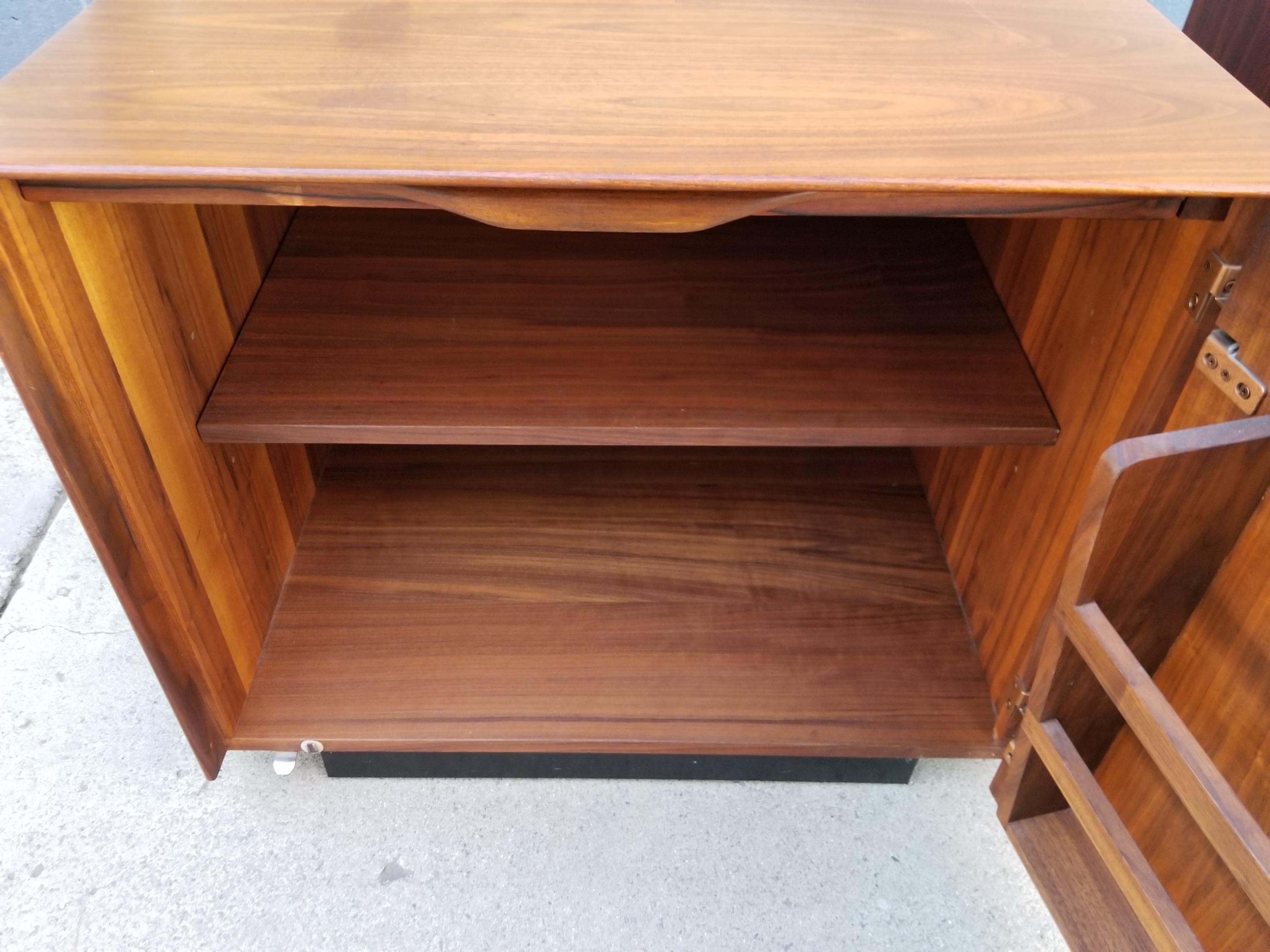 Walnut John Kapel Side Tables or Cabinets, a Pair
