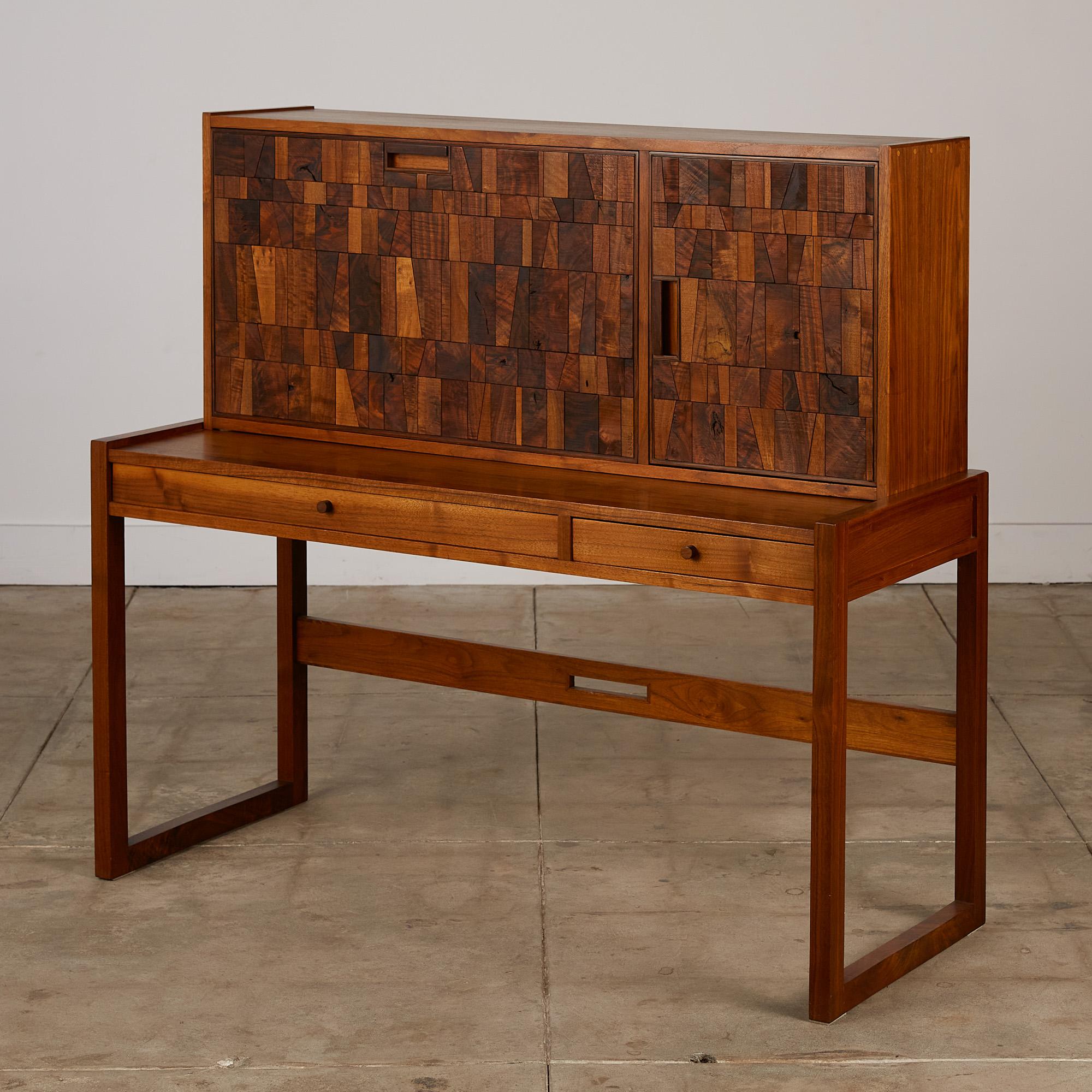 Commonly known for his designs he licensed to Glenn of California, John Kapel, a contemporary of Sam Maloof, maintained a studio practice after his stint with George Nelson. His studio pieces from his workshop in Northern California are all custom