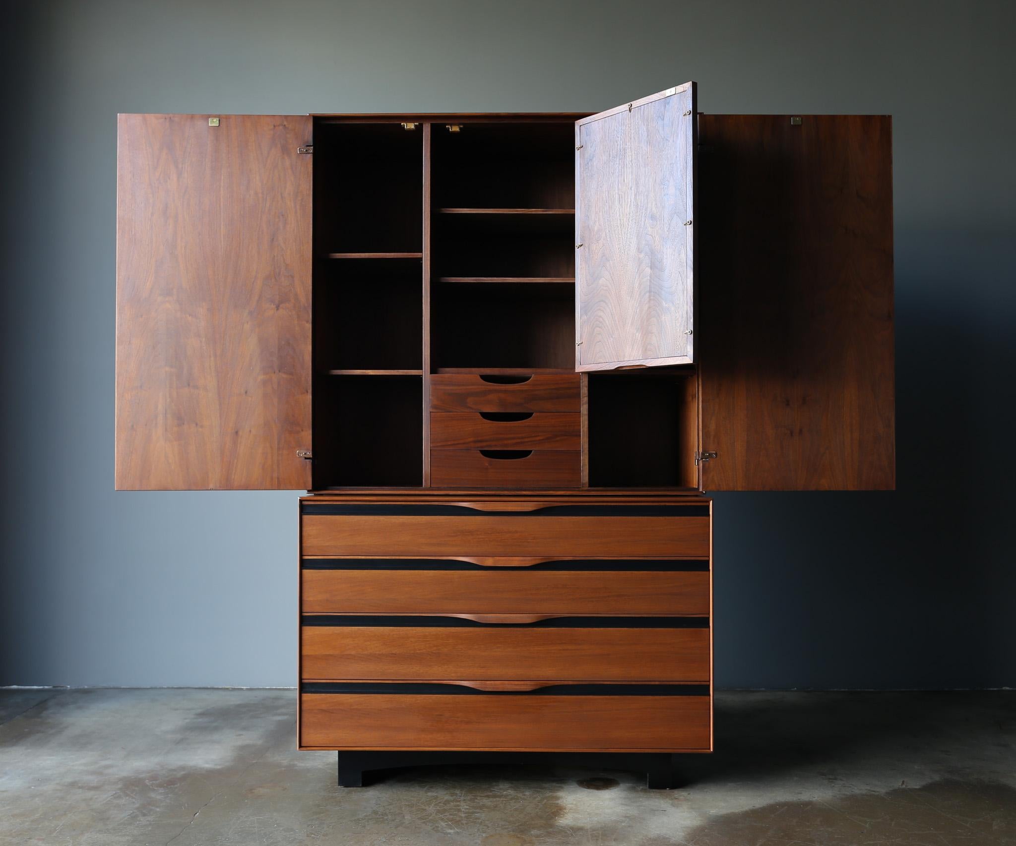 Laminate John Kapel Walnut Armoire for Glenn of California, United States, c.1970