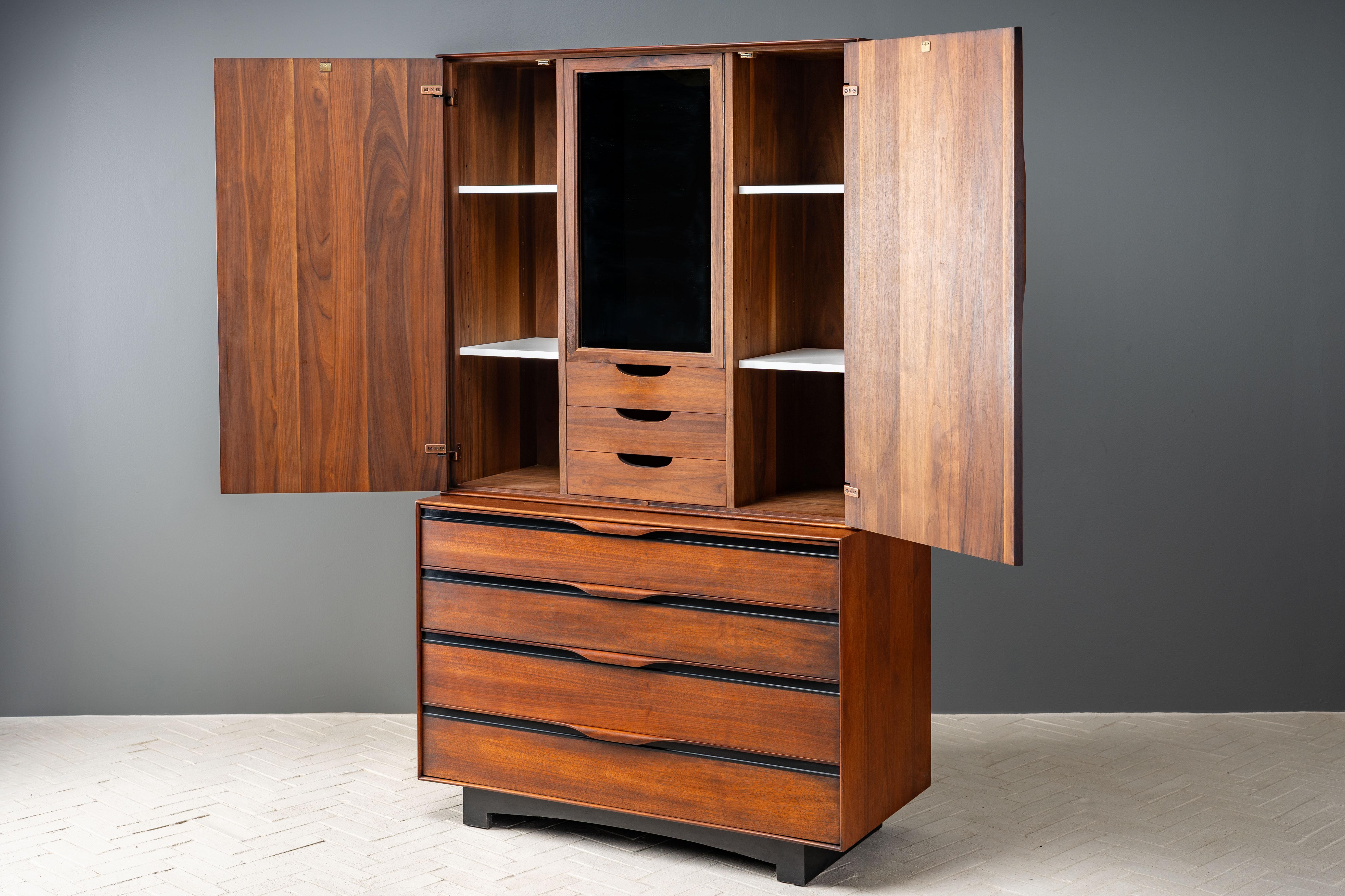 American John Kapel Walnut Highboy For Sale