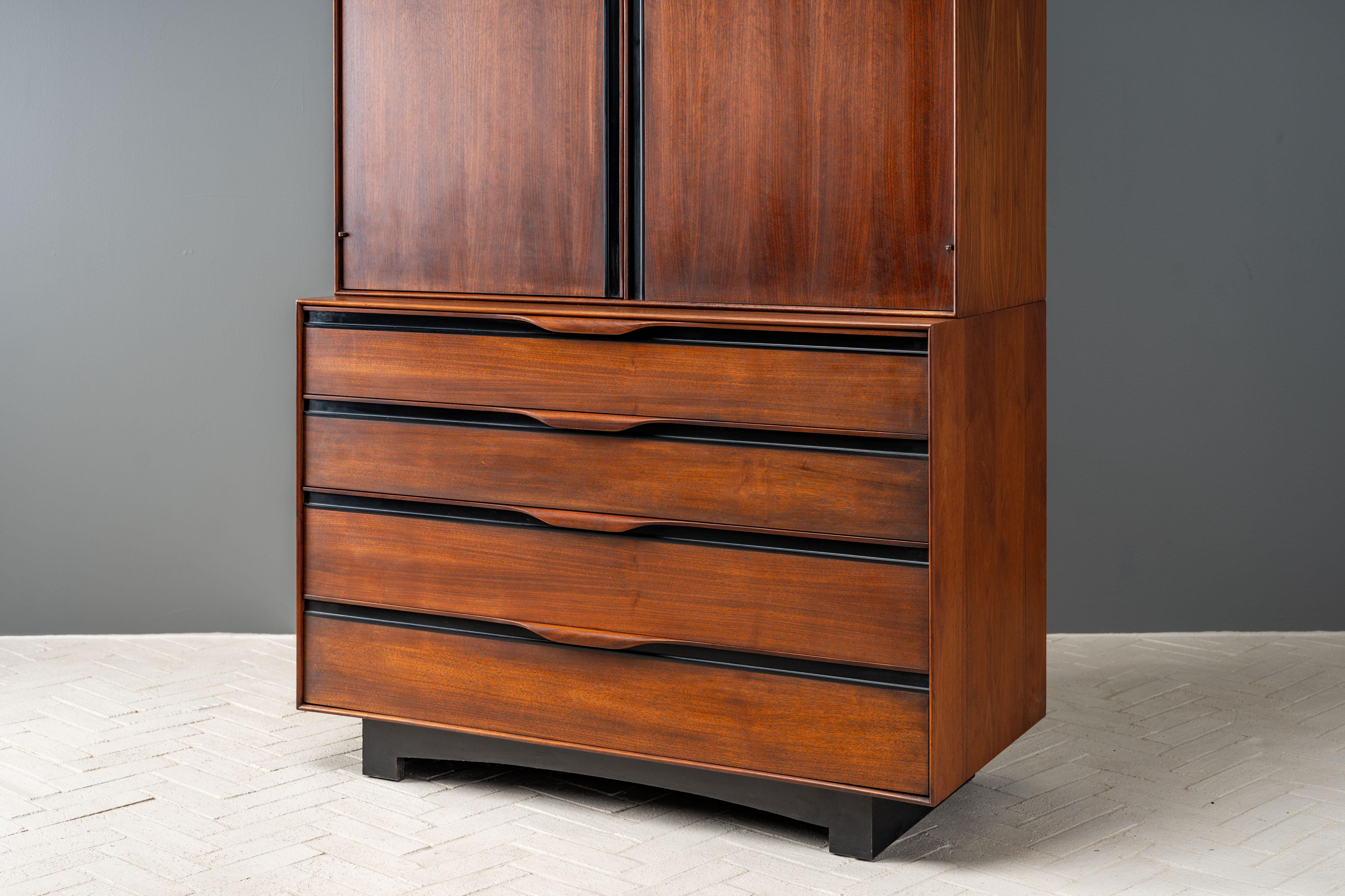 Mirror John Kapel Walnut Highboy For Sale