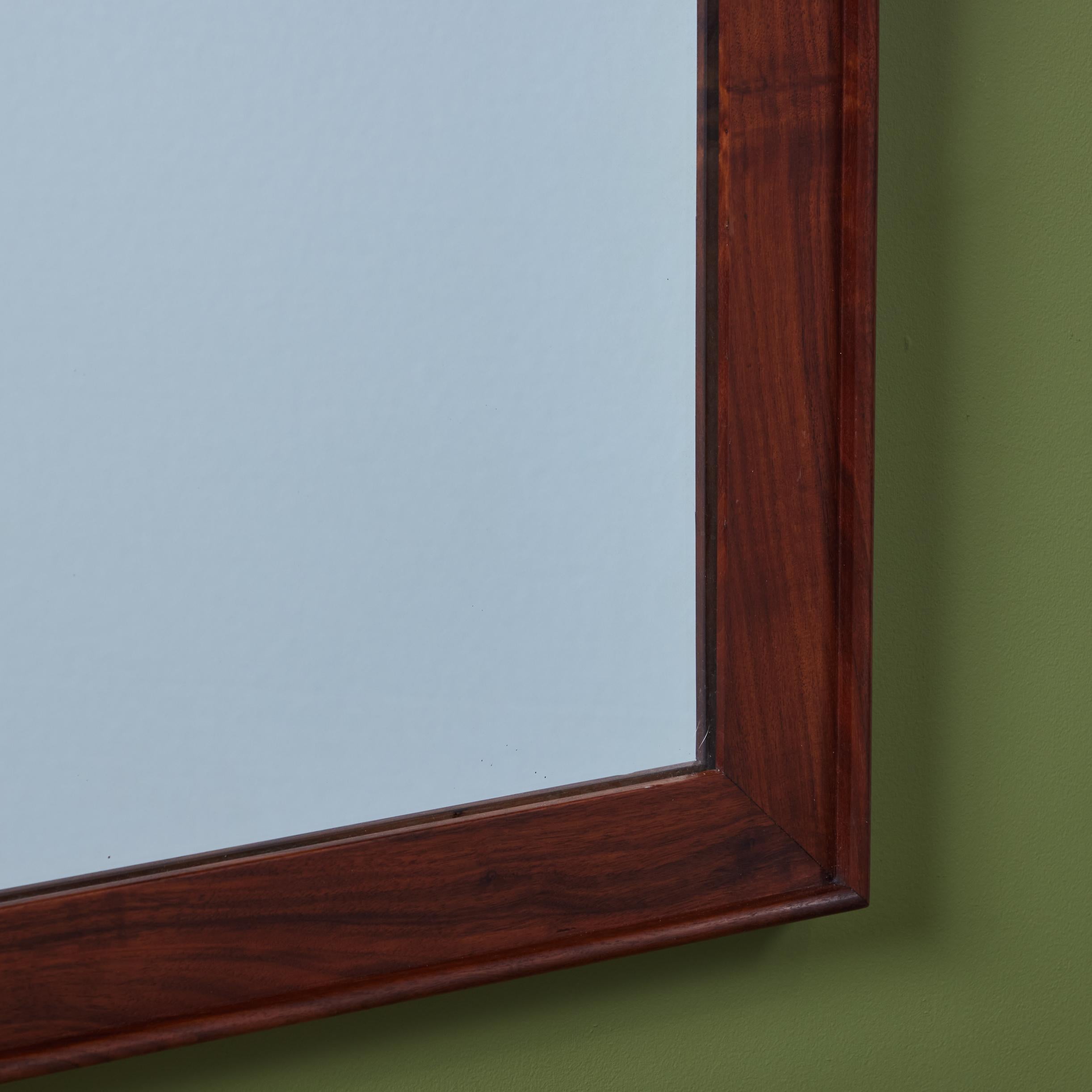 John Kapel Walnut Wall Mirror for Glenn of California In Excellent Condition For Sale In Los Angeles, CA