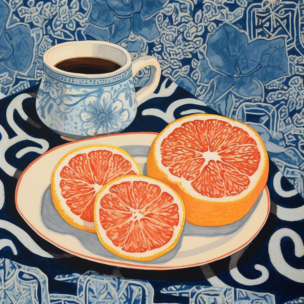 John Kato Still-Life Print – Still Thinking of Her: Orange Frühstück