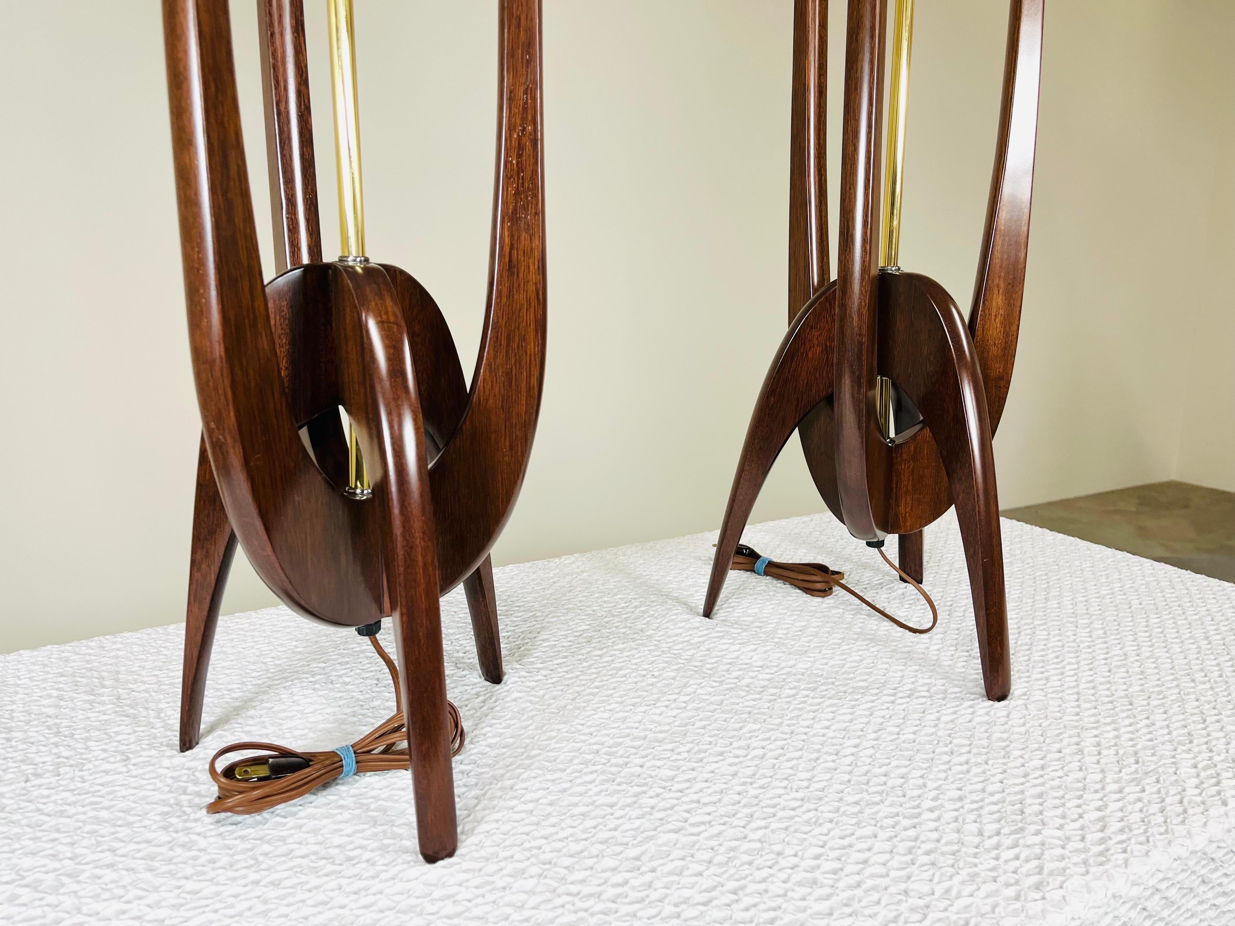 American John Keal Attributed. Sculptural Trident Table Lamps for Modeline of California For Sale
