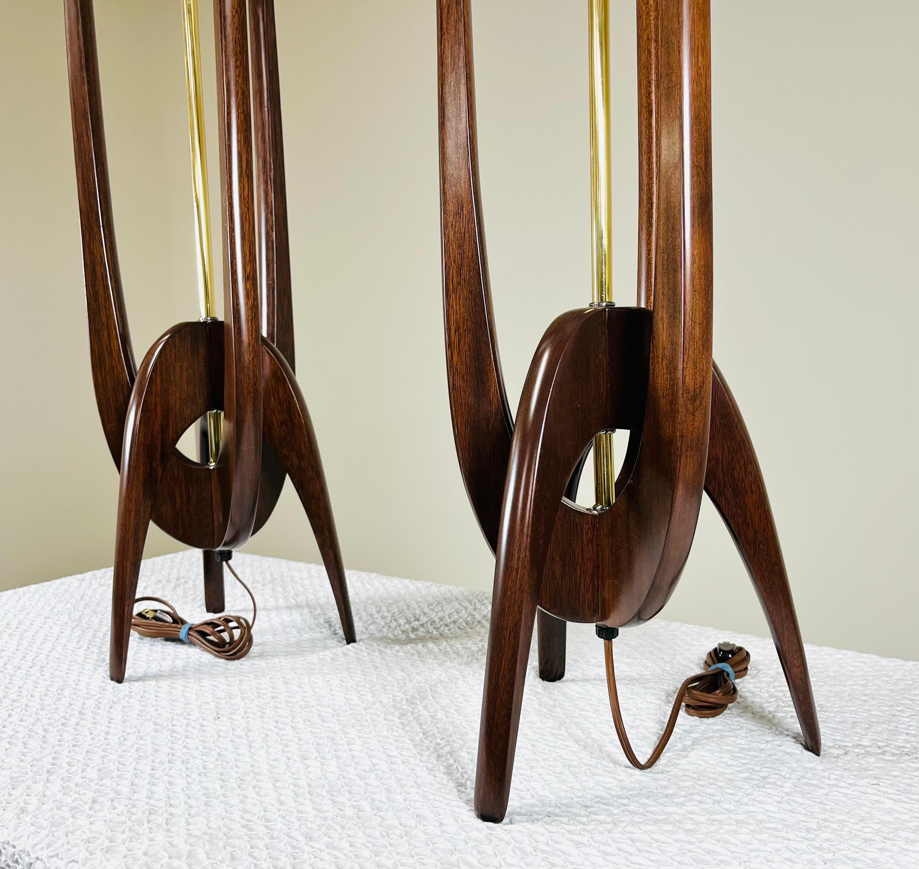 American John Keal Attributed. Sculptural Trident Table Lamps for Modeline of California For Sale