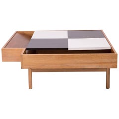 John Keal Brown Saltman Checkered Top Walnut Coffee Table