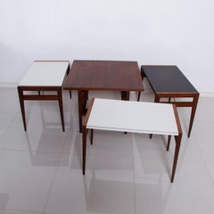 Walnut Coffee Table w/ Nesting Side Tables by John Keal for Brown Saltman 1960s