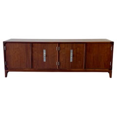 Retro John Keal Brown-Saltman Mid-Century Modern Low Credenza, Record, Stereo Cabinet