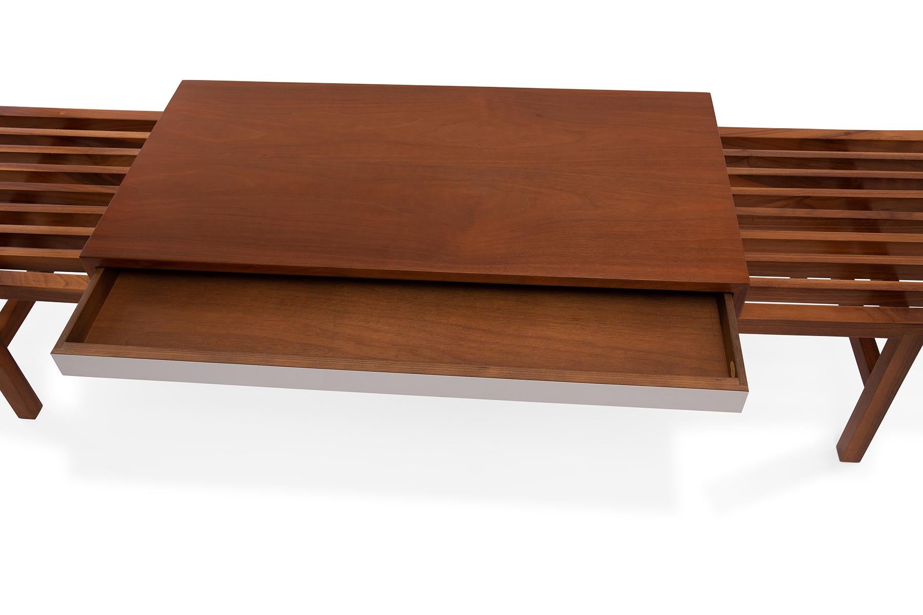 American John Keal Brown Saltman Mid-Century Modern Walnut Coffee Table or Bench