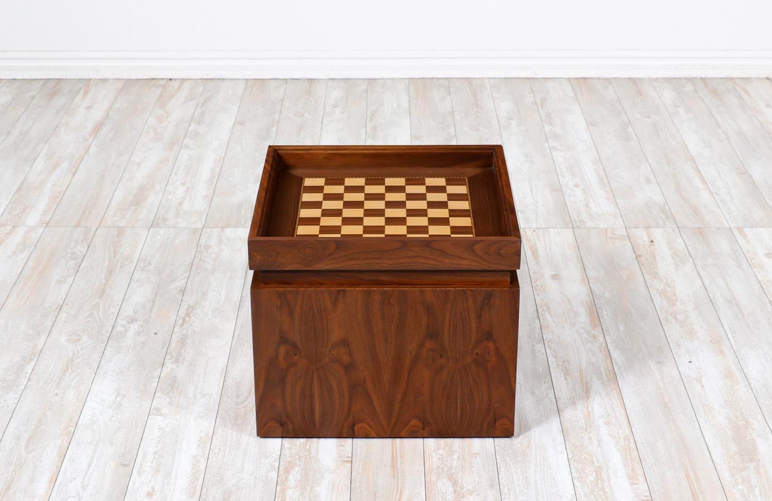 American John Keal Chess Box Side Table for Brown Saltman