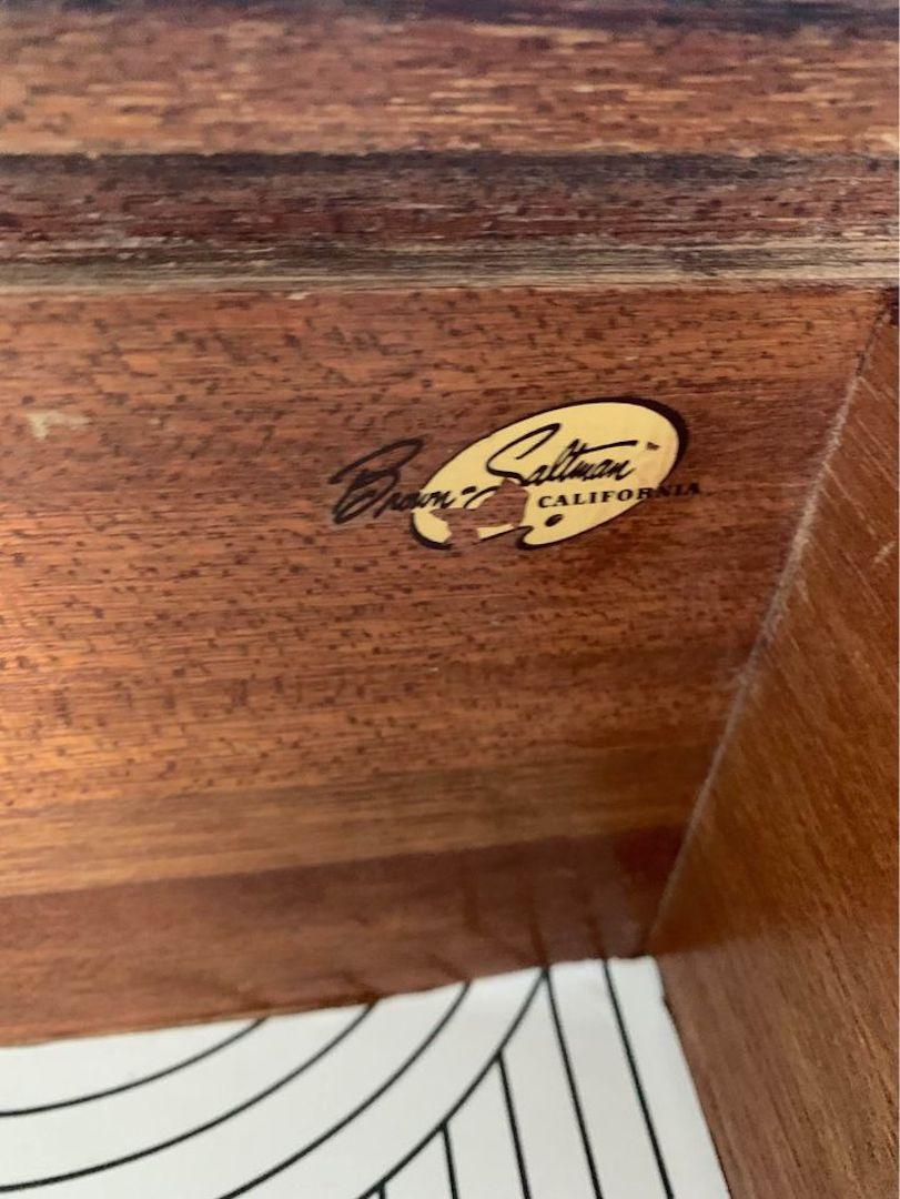 American John Keal Coffee Table Brown Saltman Mid Century Mahogany Tambour Storage Table For Sale