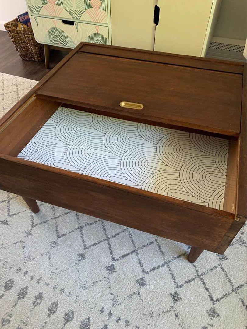 John Keal Coffee Table Brown Saltman Mid Century Mahogany Tambour Storage Table In Good Condition For Sale In East Hampton, NY