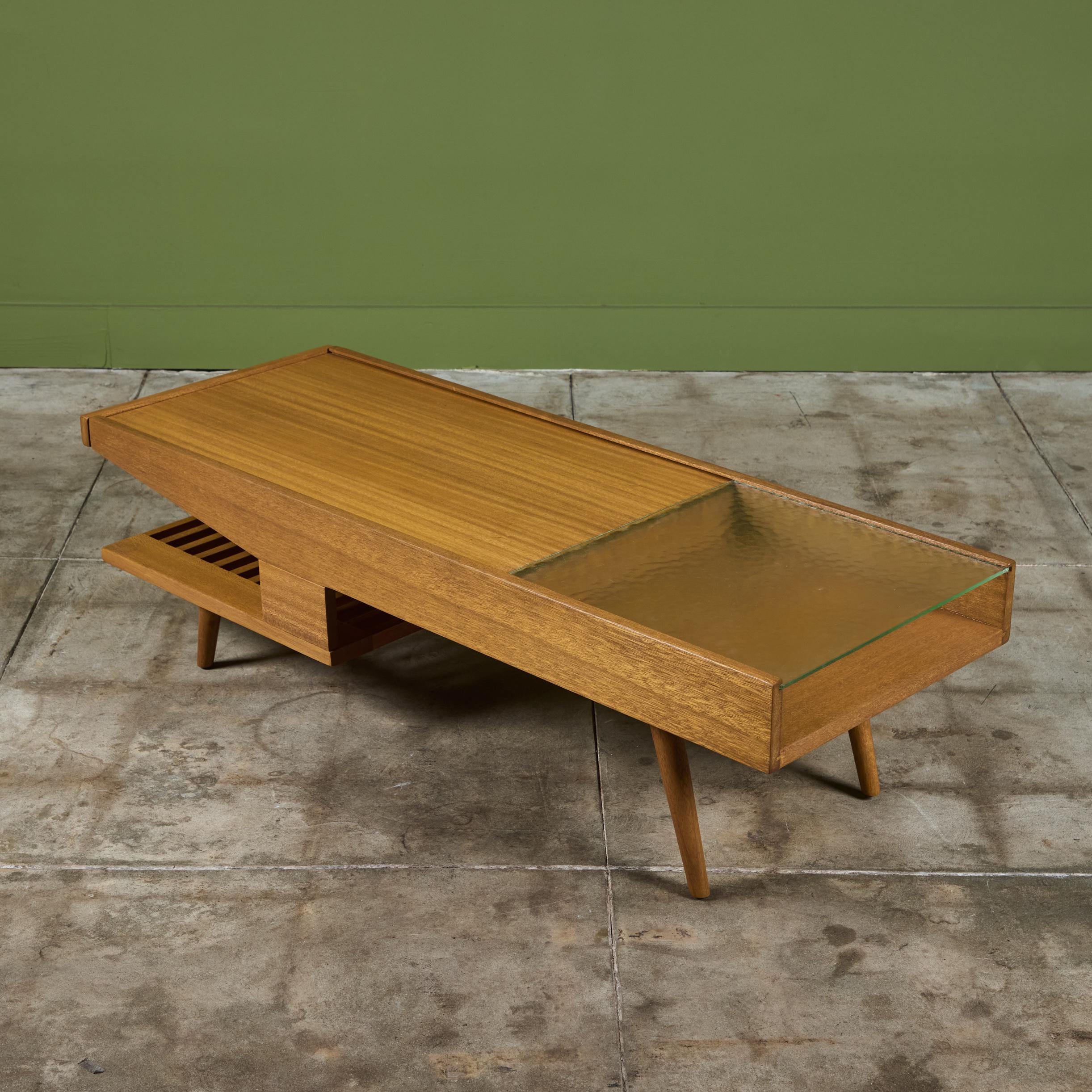 John Keal Coffee Table with Glass Top for Brown Saltman 4