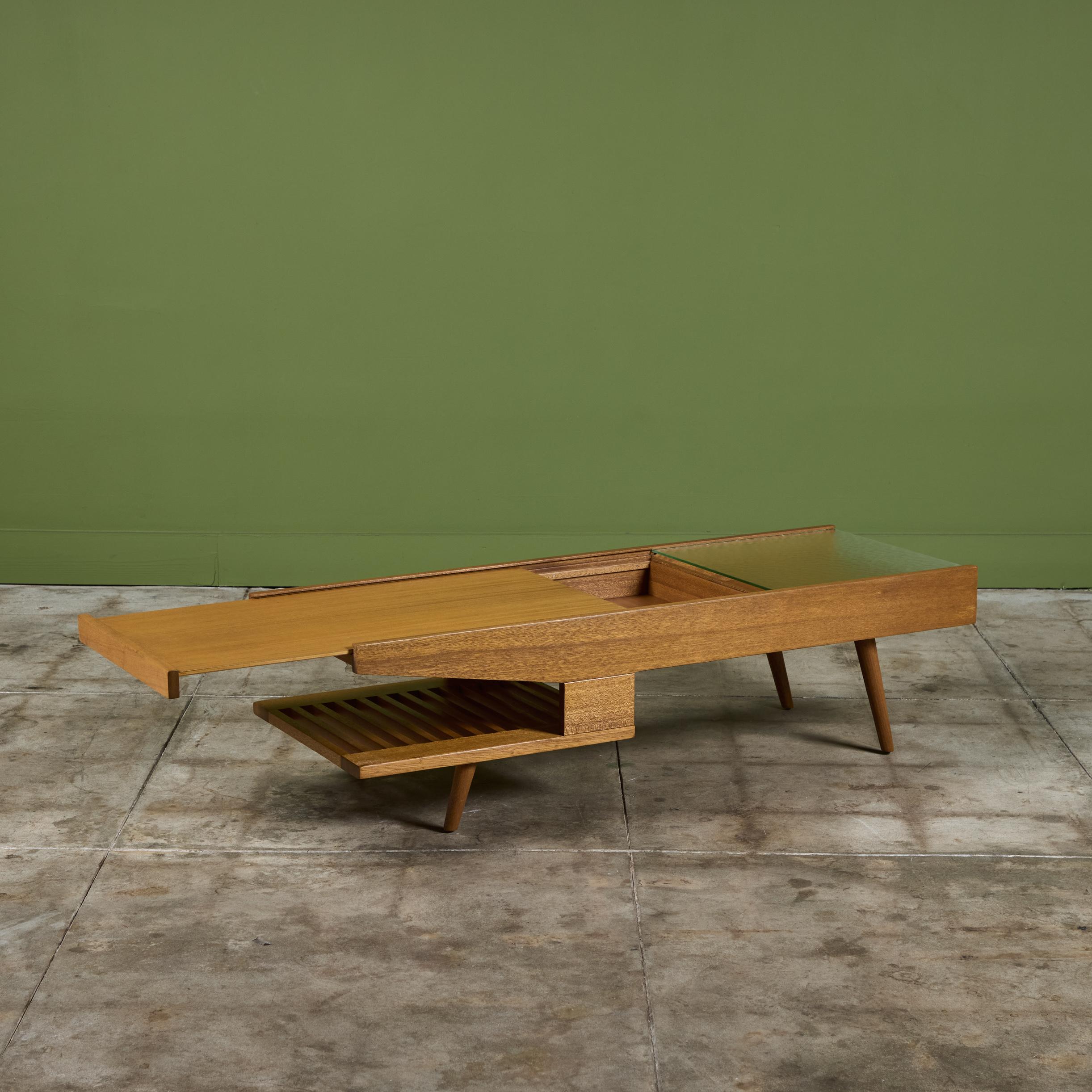 John Keal Coffee Table with Glass Top for Brown Saltman 5