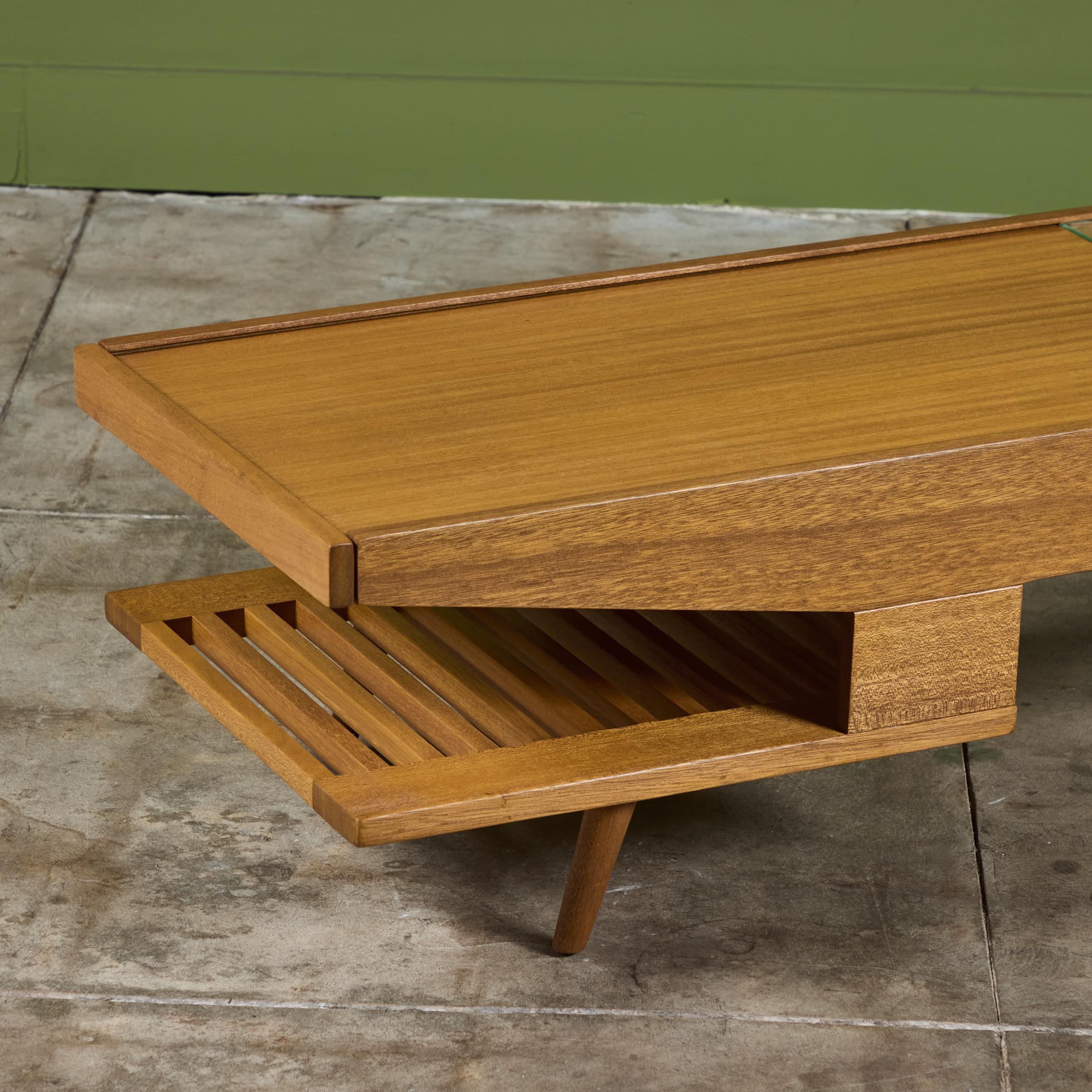 John Keal Coffee Table with Glass Top for Brown Saltman 7