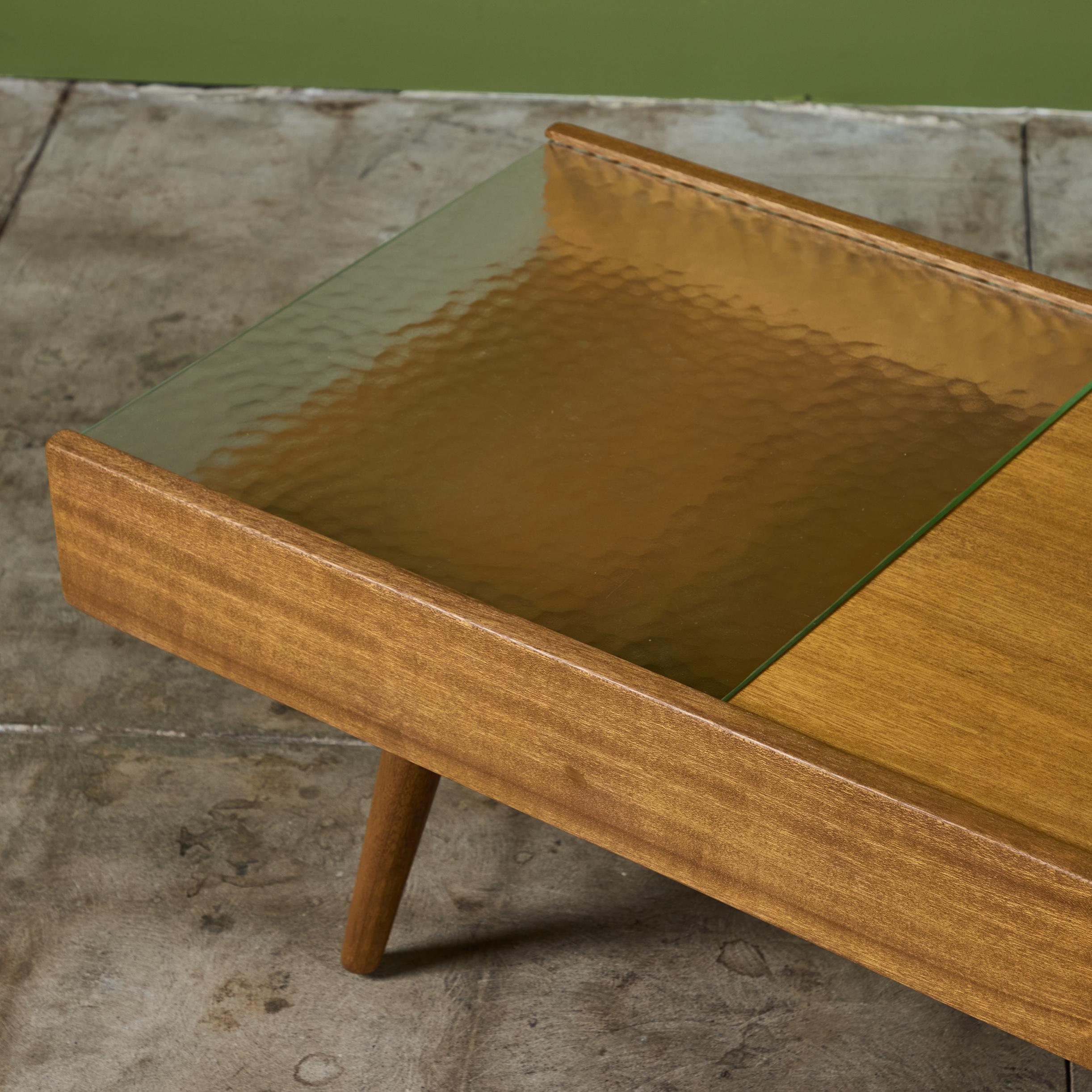 John Keal Coffee Table with Glass Top for Brown Saltman 10