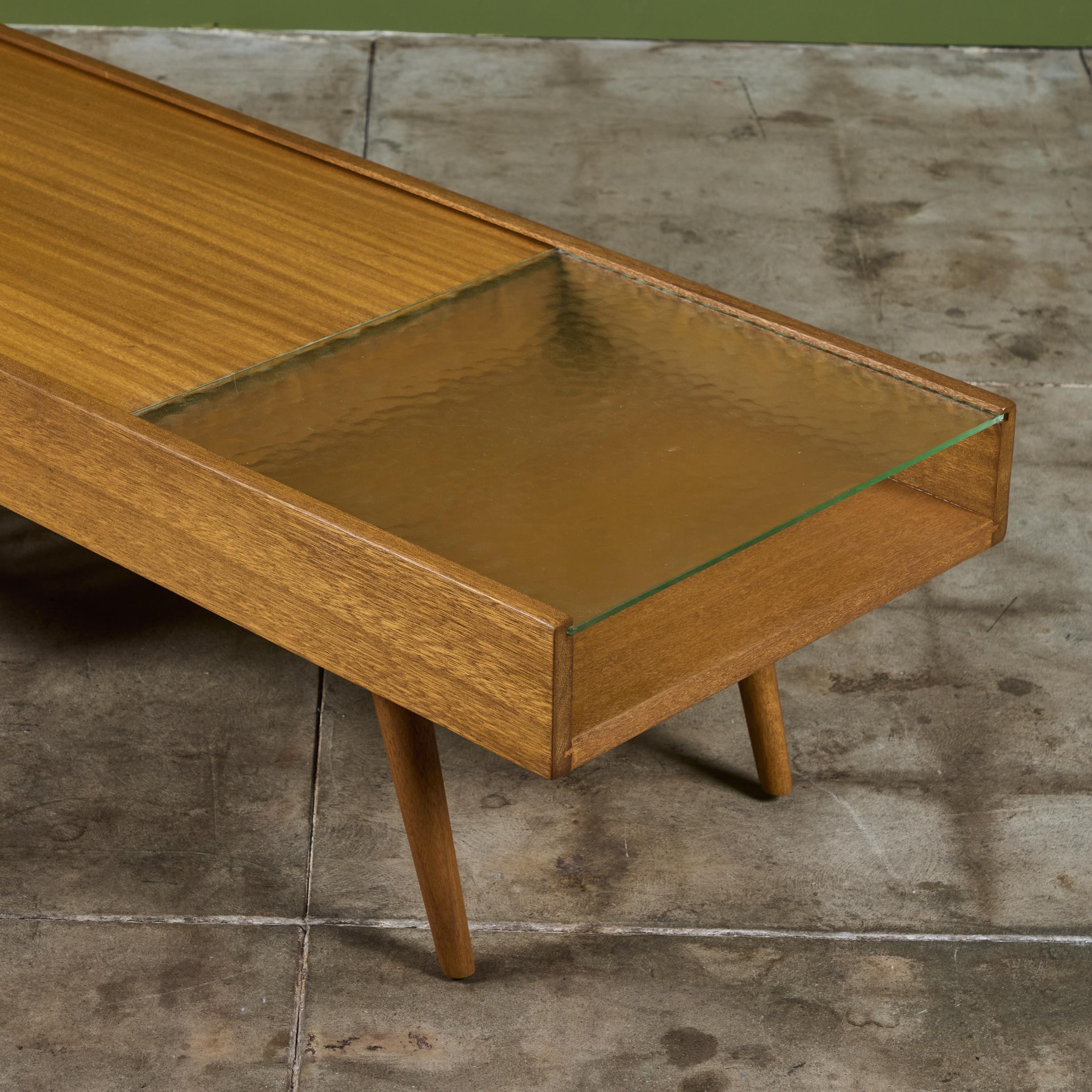 John Keal Coffee Table with Glass Top for Brown Saltman 12