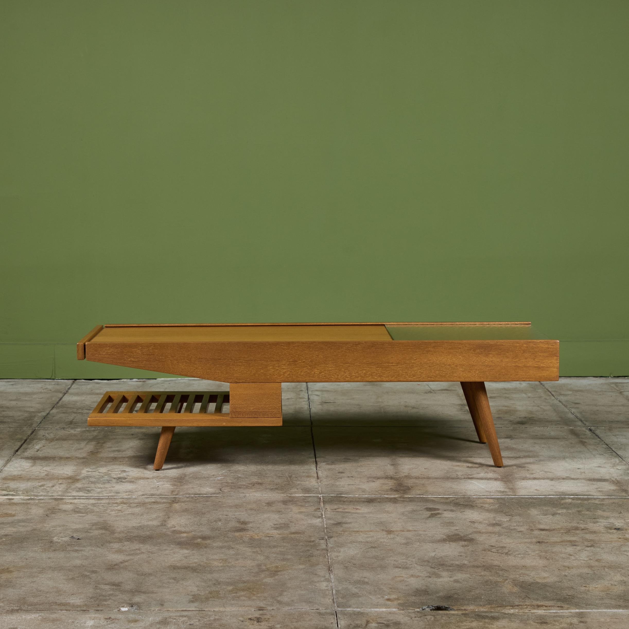 John Keal Coffee Table with Glass Top for Brown Saltman 1