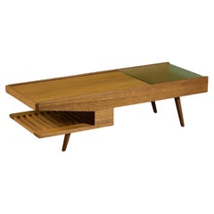John Keal Coffee Table with Glass Top for Brown Saltman