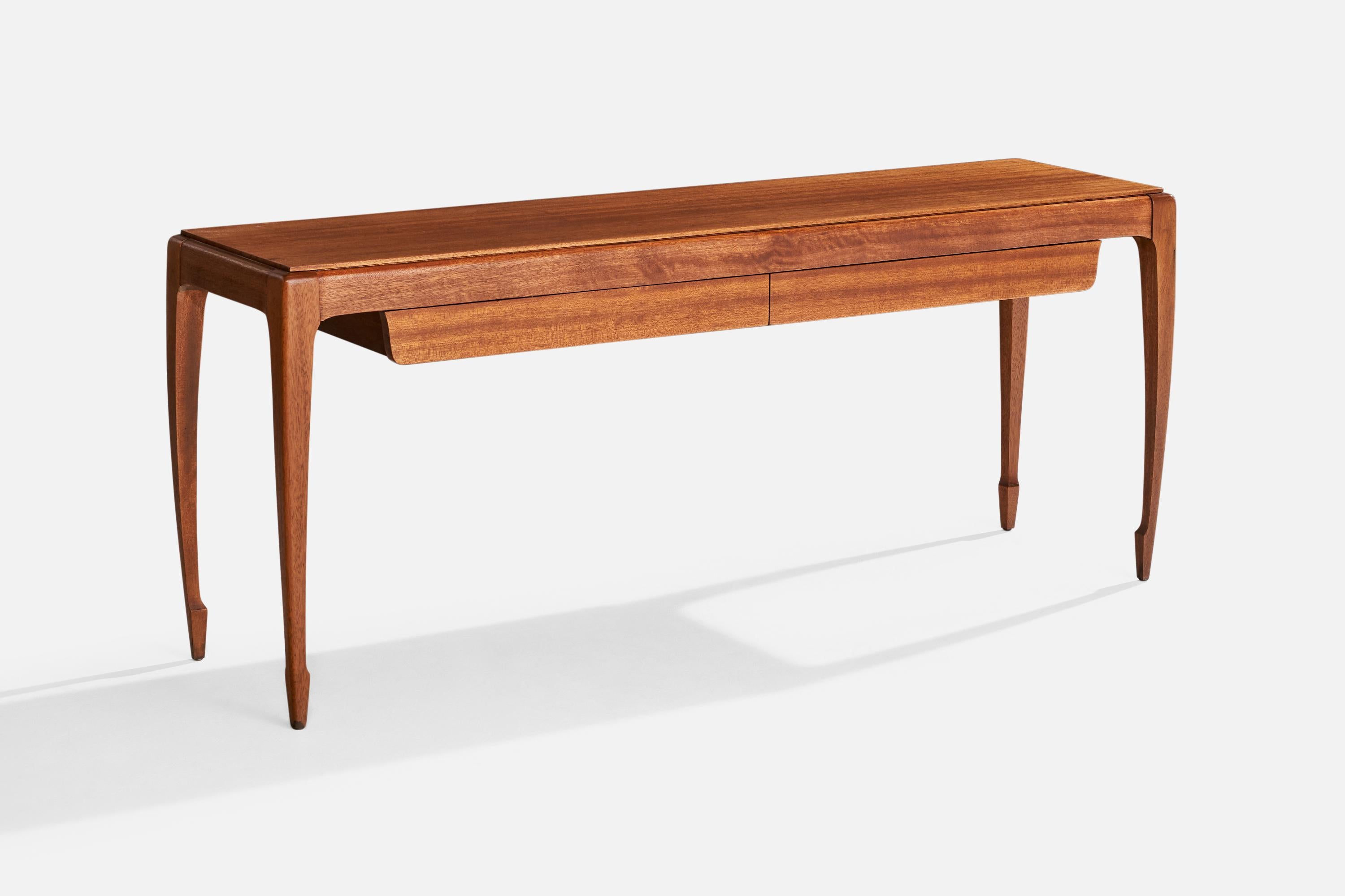 Konsolentisch aus Holz, entworfen von John Keal und hergestellt von Brown Saltman, USA, ca. 1950er Jahre.

Abmessungen: 25