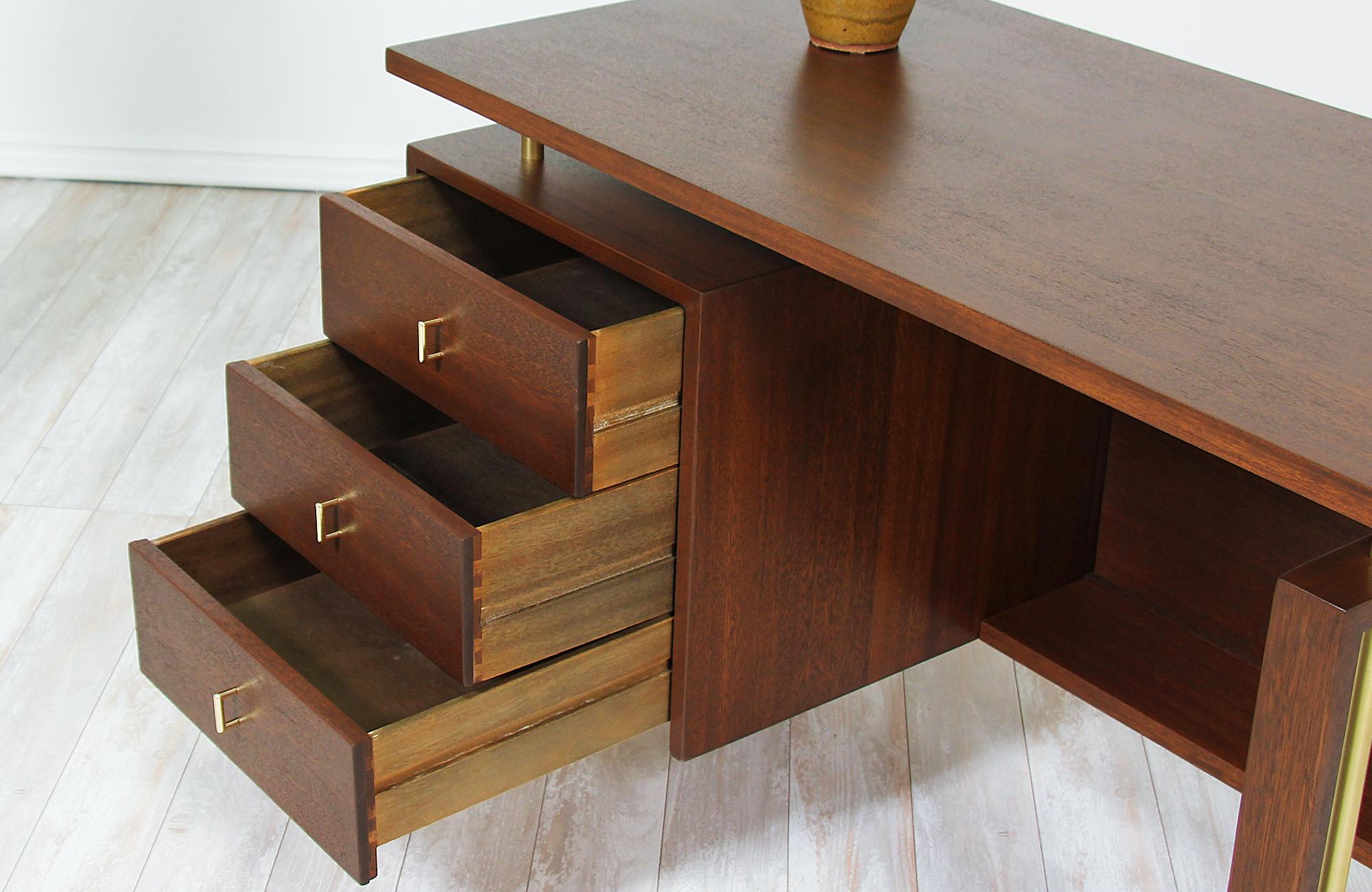John Keal Desk with Brass Accents for Brown Saltman 5