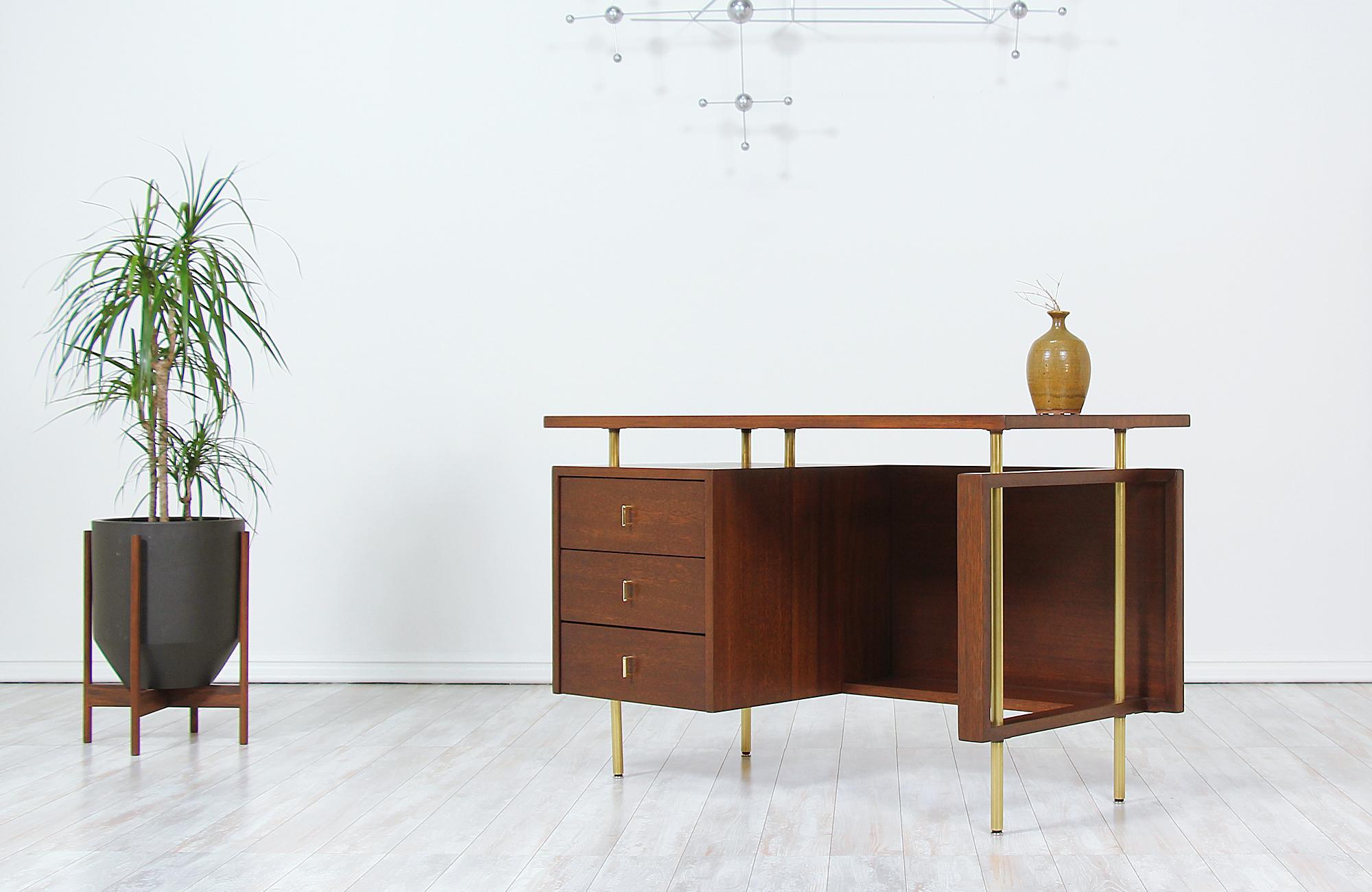 John Keal Desk with Brass Accents for Brown Saltman 2