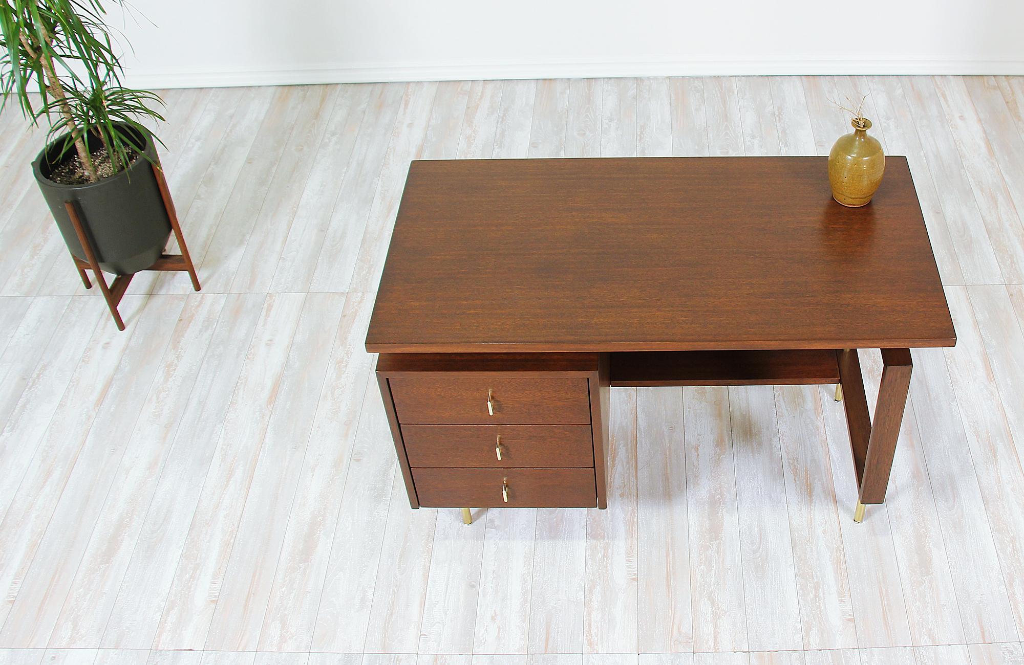 John Keal Desk with Brass Accents for Brown Saltman 3