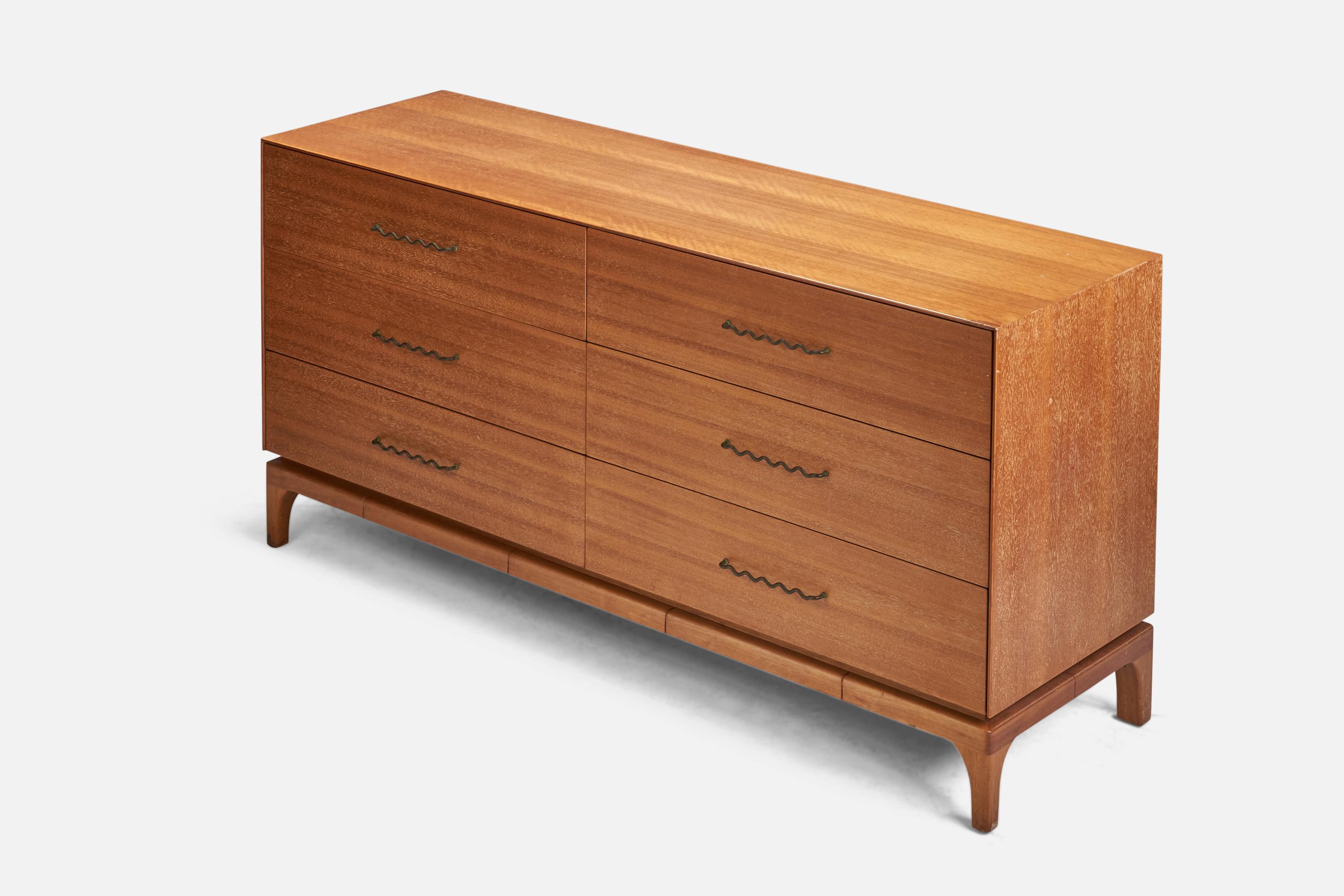 Mid-20th Century John Keal, Dresser, Wood, Brass, Brown Saltman, USA, 1950s